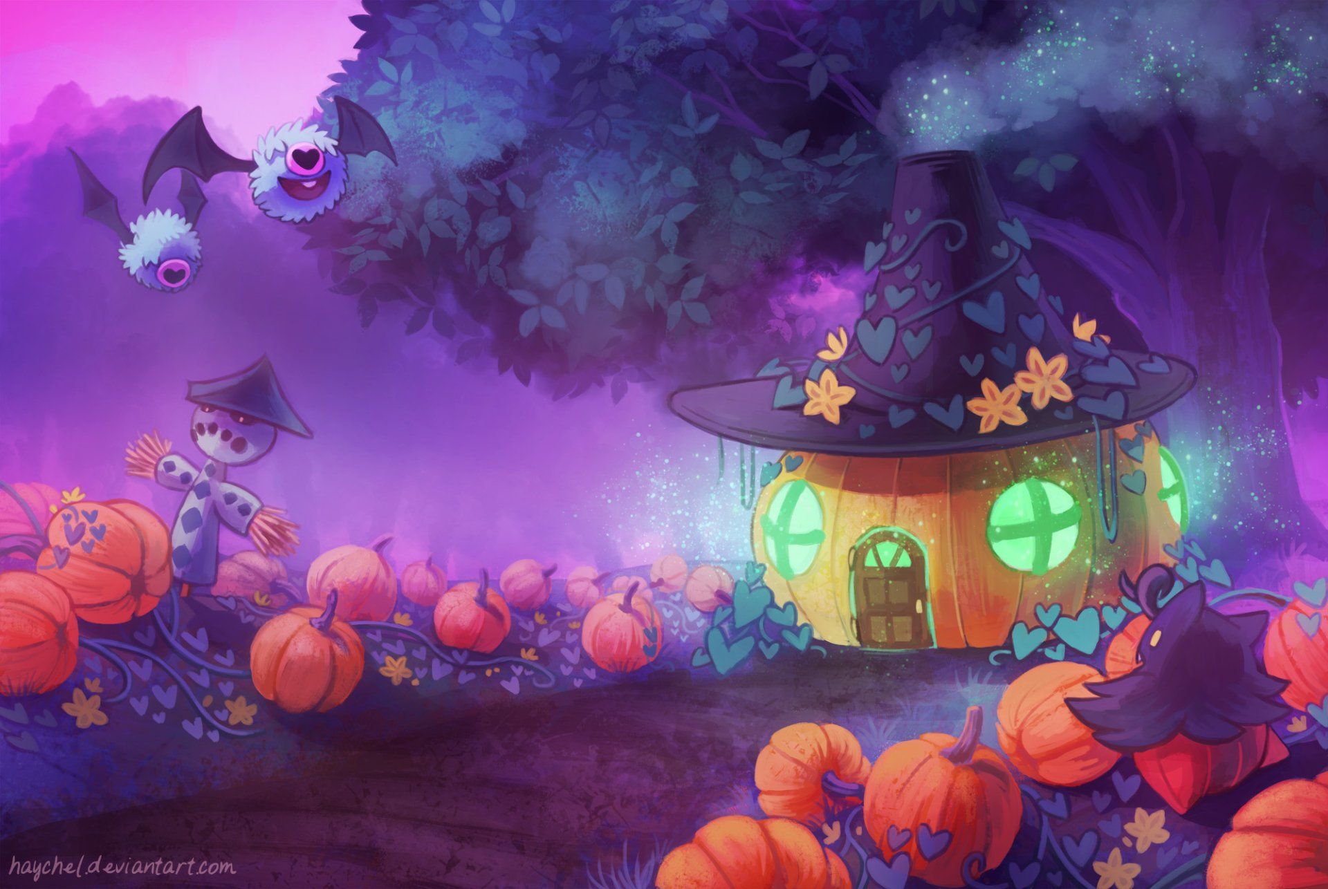 1920x1286 Download Woobat (Pokémon) Pumpkaboo (Pokémon) Cacturne (Pokémon) Anime Pokemon HD Wallpaper