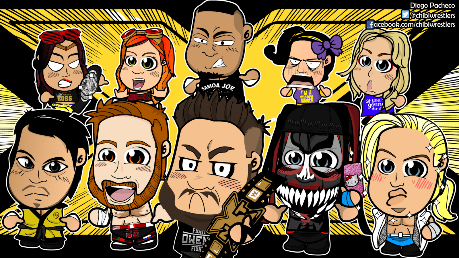 1600x900 Free download NXT Chibi Wrestlers Wallpaper
