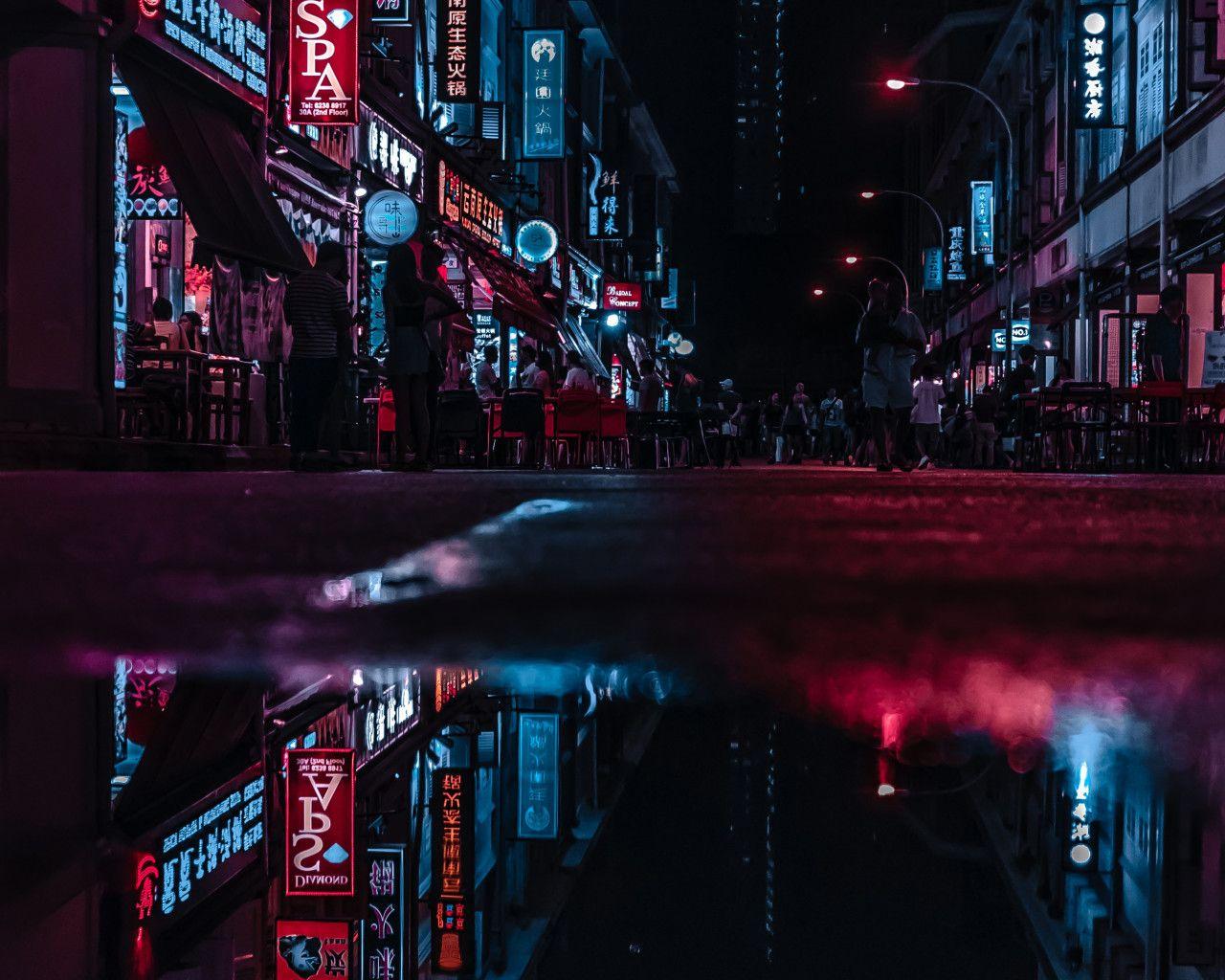 1280x1024 Asia Neon City Lights Reflections 1280x1024 Resolution