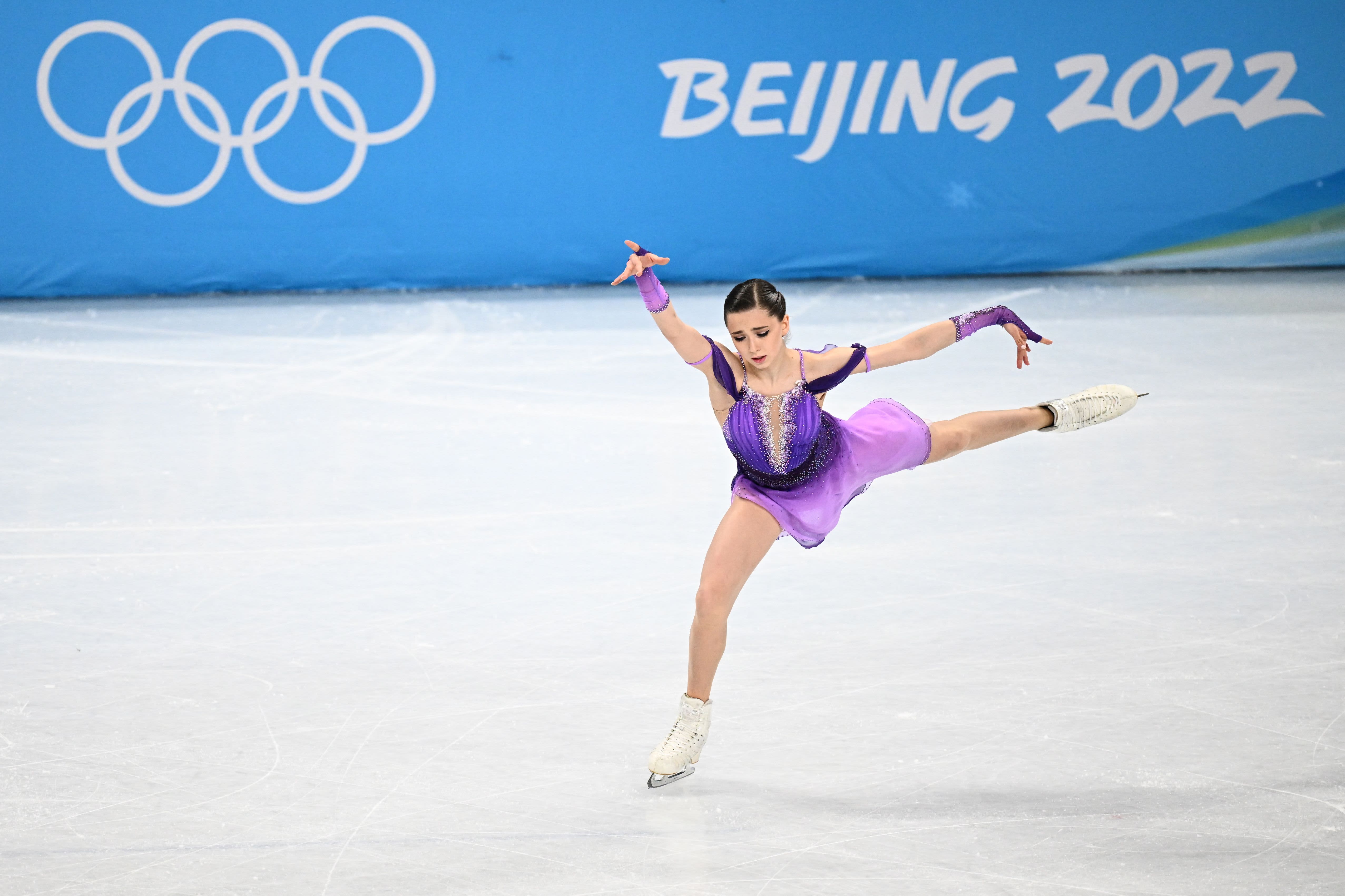 5106x3404 Kamila Valieva takes first place after her Olympic short program