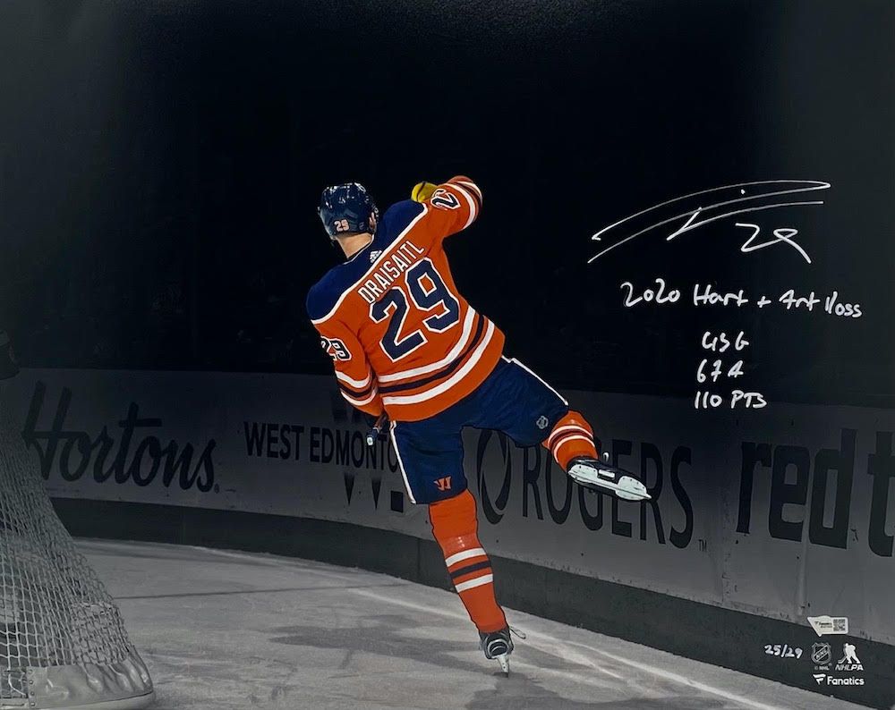 1000x794 Leon Draisaitl Signed LE Oilers 16x20 Photo Inscribed 2020 Hart