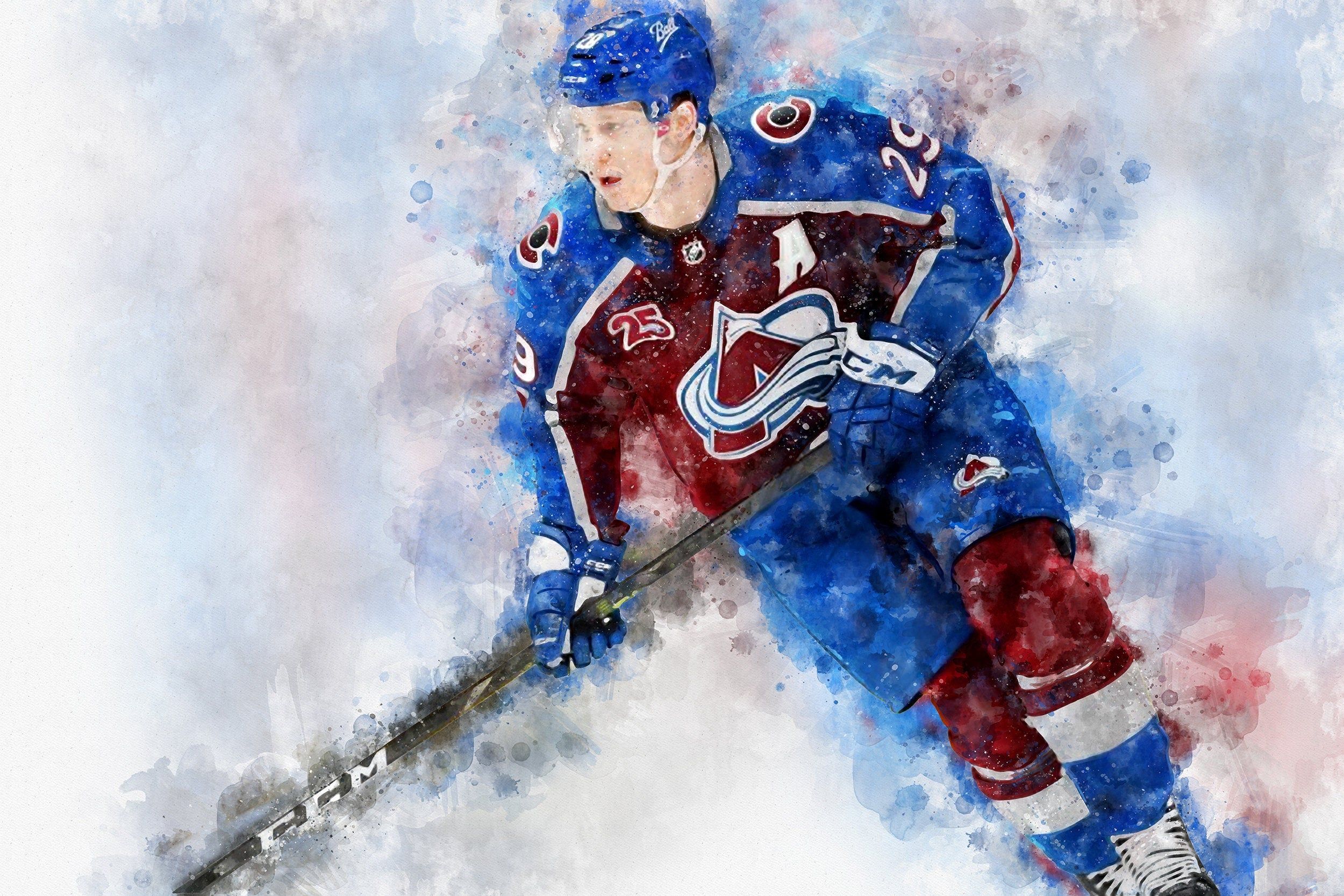 2500x1667 Nathan MacKinnon watercolor, Colorado Avalanche wall art, Avalanche Stanley Cup, Nathan Mackinnon Poster, Colorado Avalanche hockey art wall