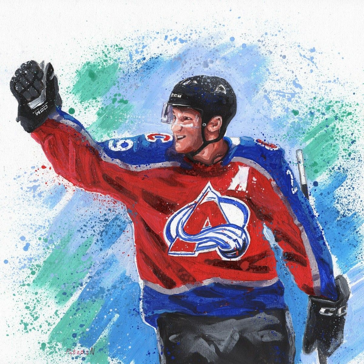 1200x1200 Nathan MacKinnon NHL Hockey Avalanche Original Acrylic Painting Art By Artist