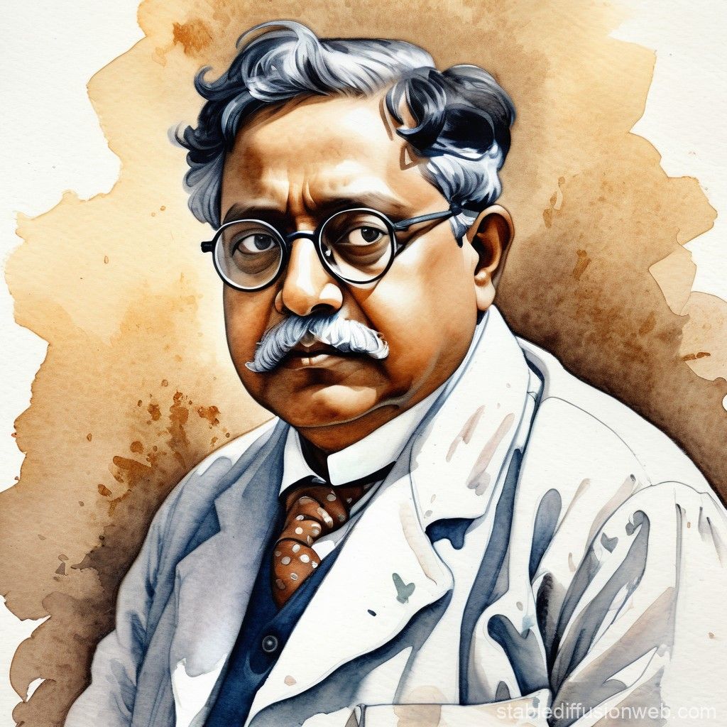 1024x1024 Watercolour Artwork of Satyendra Nath Bose. Stable Diffusion Online