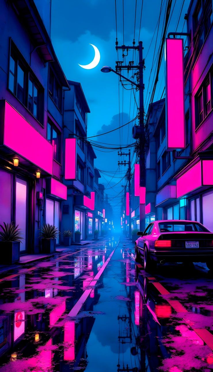 740x1295 Urban aesthetic cyberpunk cityscape Image