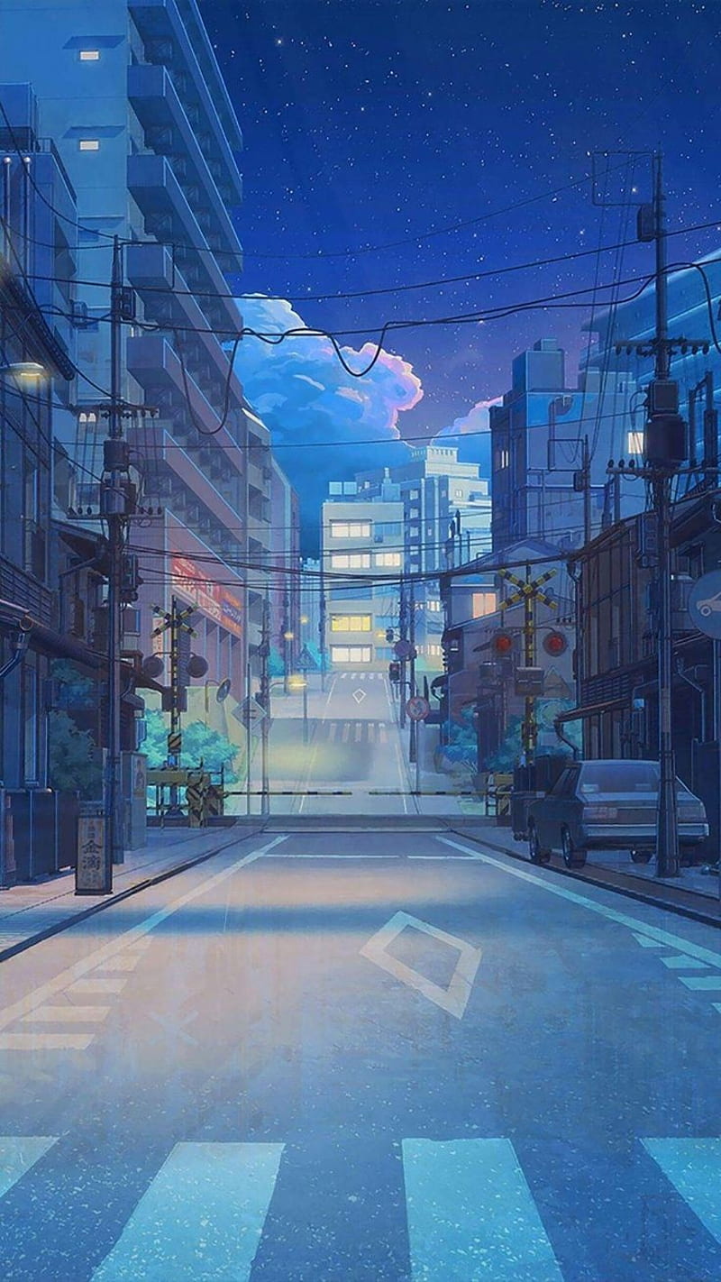 800x1422 Aesthetic, landscape, lights, night, scenery, street, HD phone wallpaper