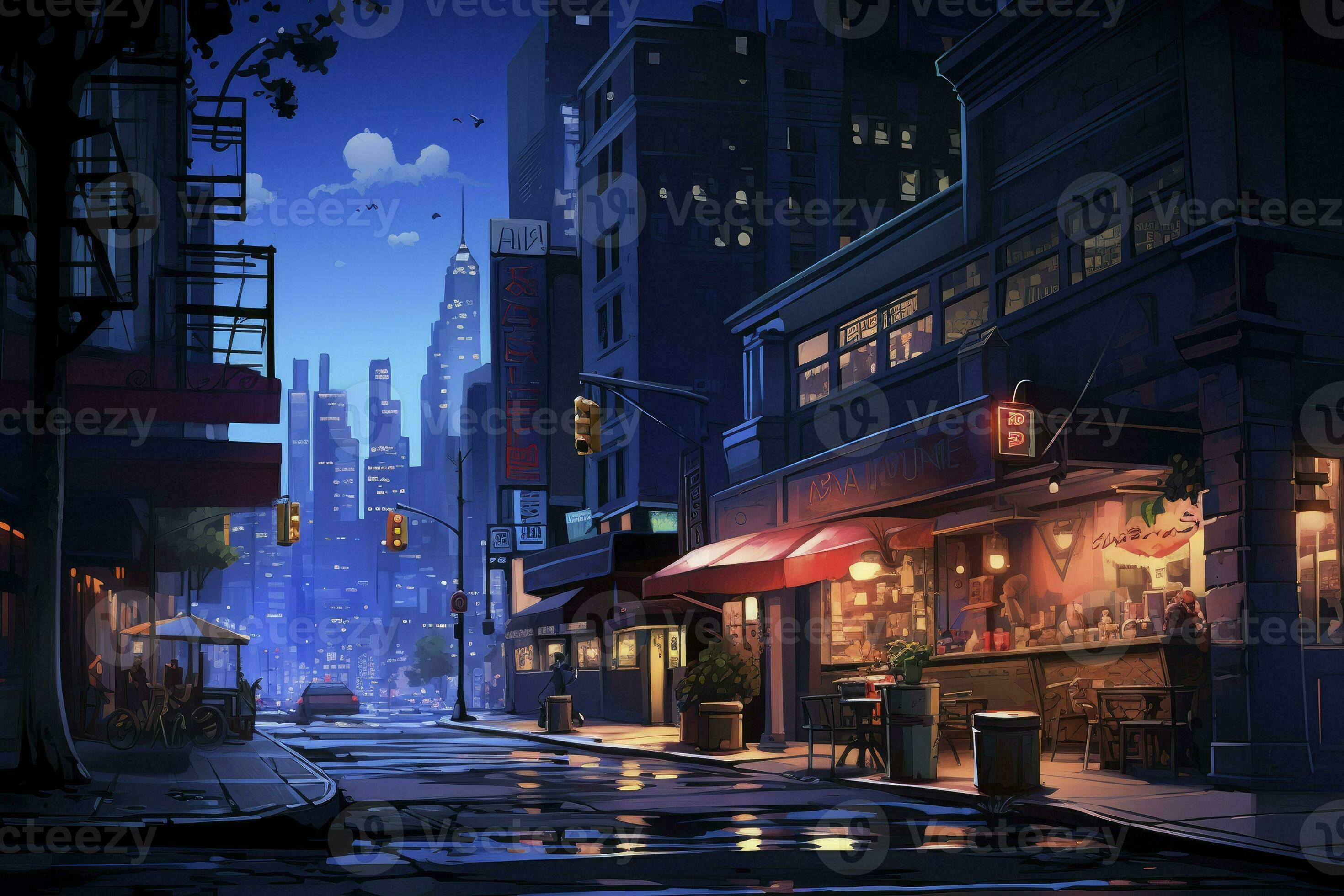 2940x1960 Urban city, abstract illustration, futuristic city, dystoptic artwork at night, 4k wallpaper, AI Generated
