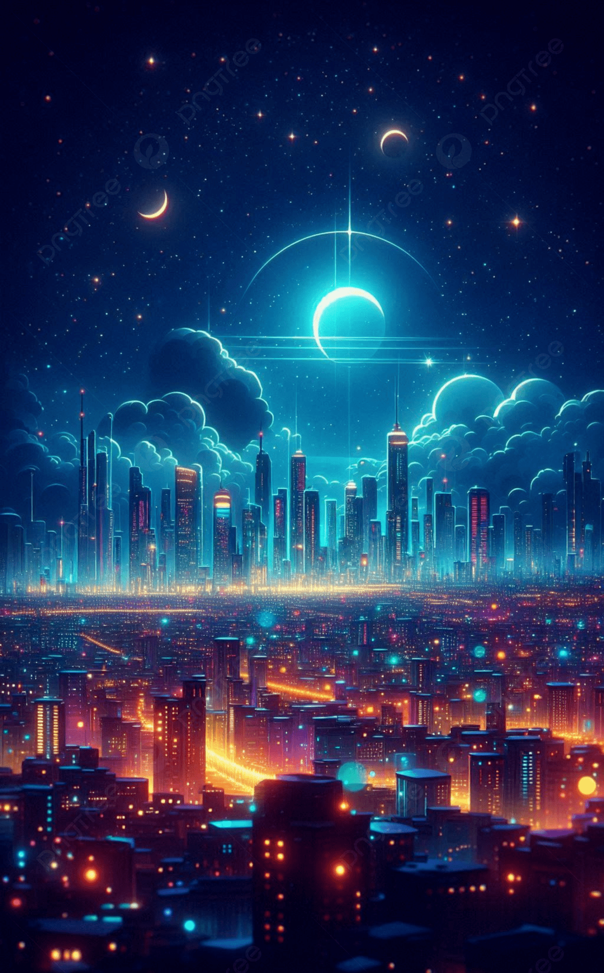1200x1933 Vibrant Cyberpunk Urban Skyline 4k Phone Wallpaper Background Wallpaper Image For Free Download