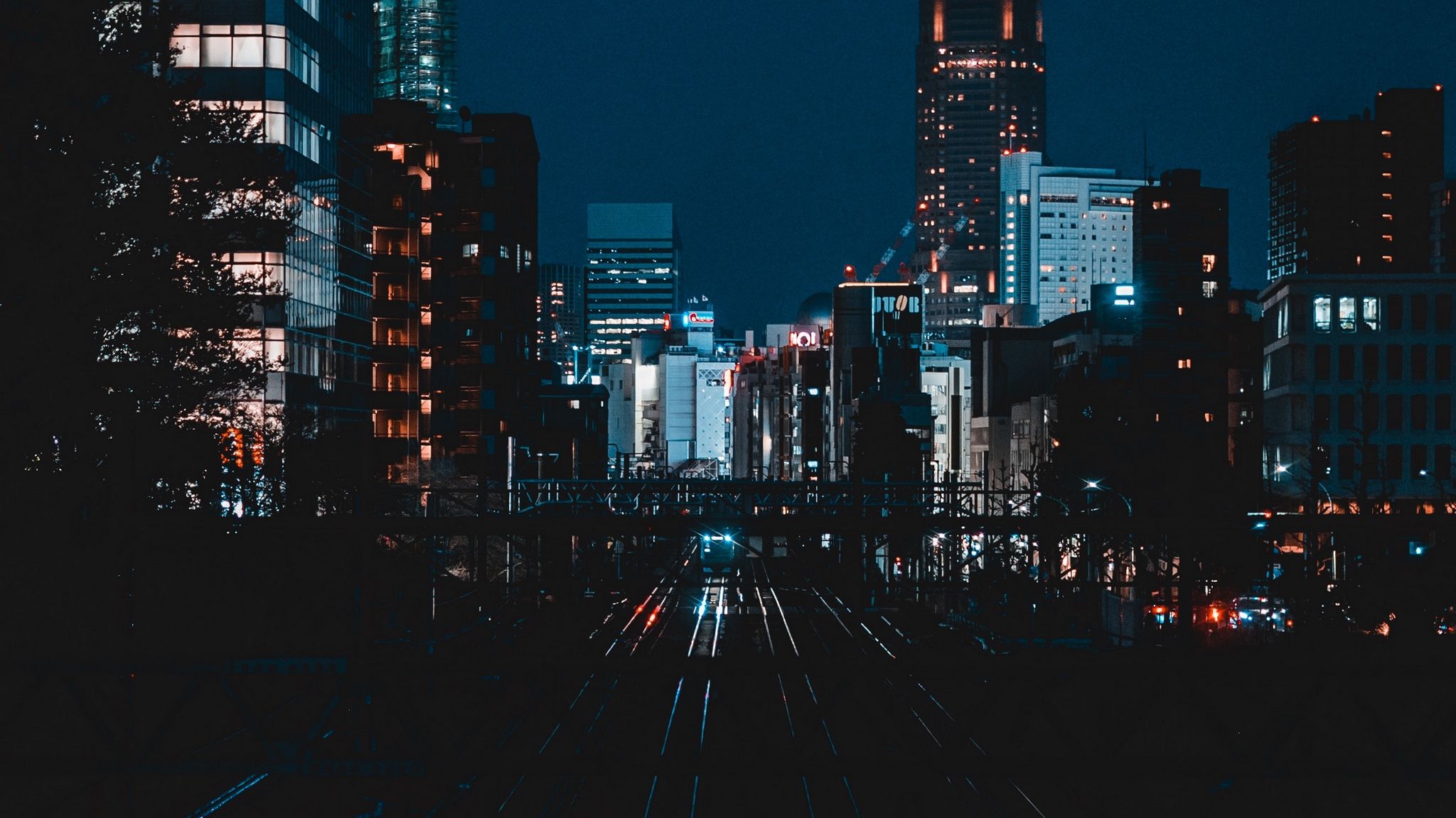 2048x1152 Wallpaper City Buildings During Night Time, Background Free Image