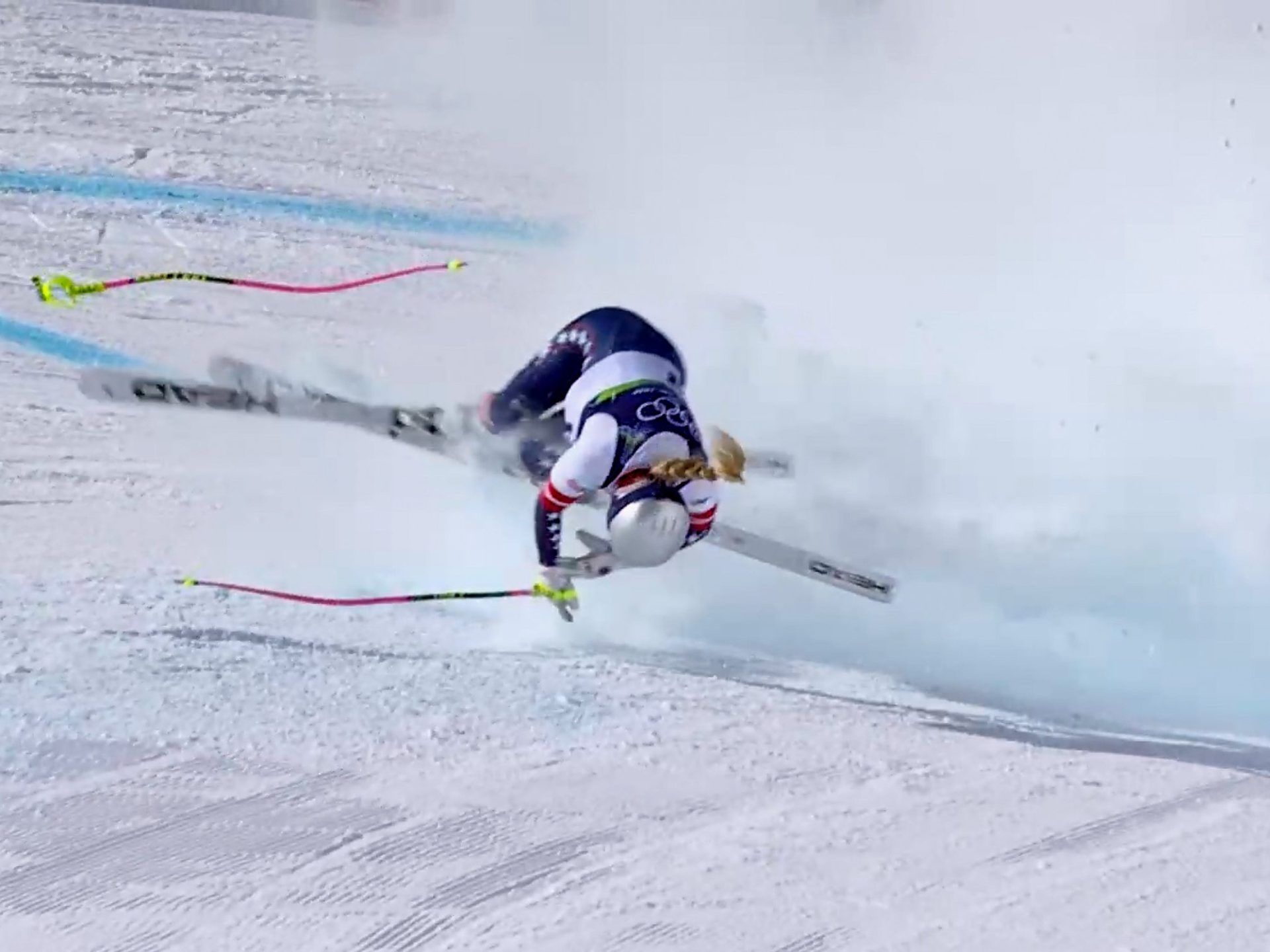 1920x1440 Lindsey Vonn ⁠crashes out; Breezy Johnson wins downhill at Winter Olympics. Winter Olympics News