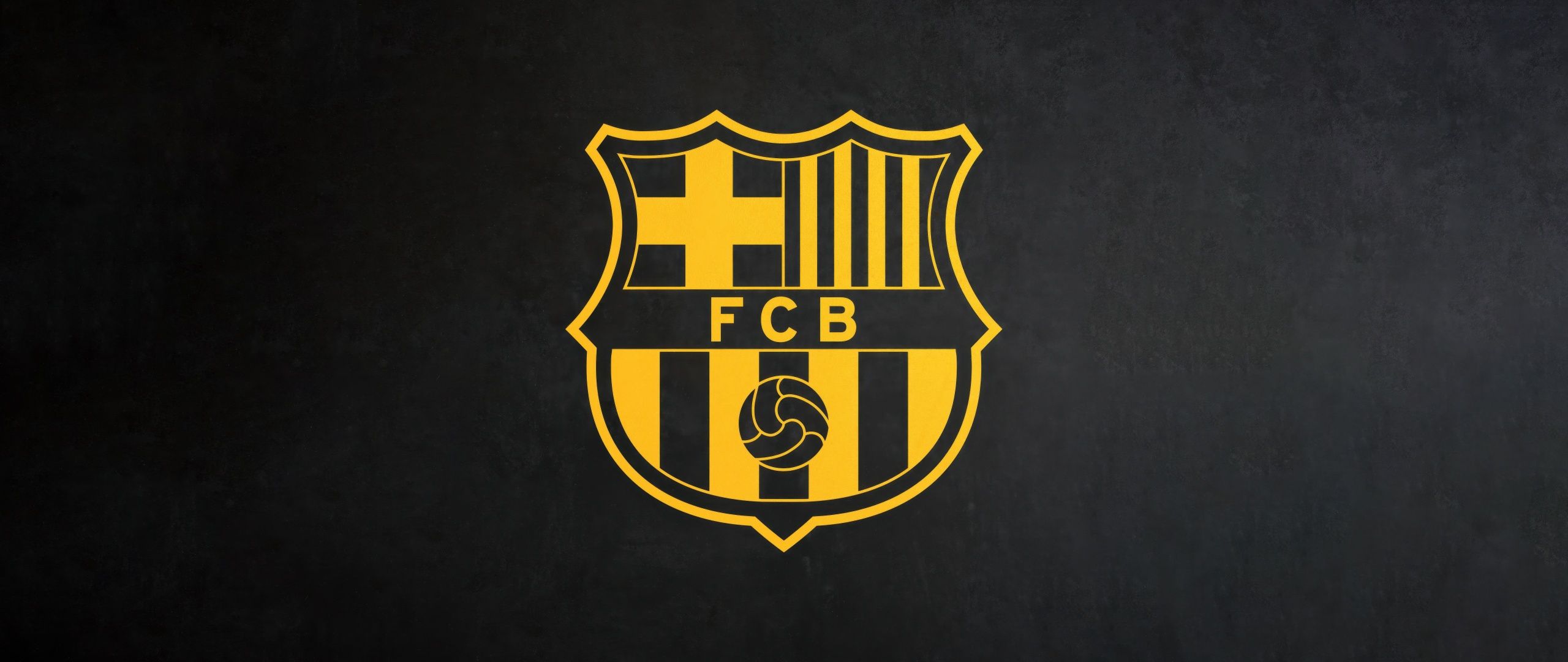 2560x1080 FCB Crest Wallpaper 4K, Dark background, 5K, FC Barcelona