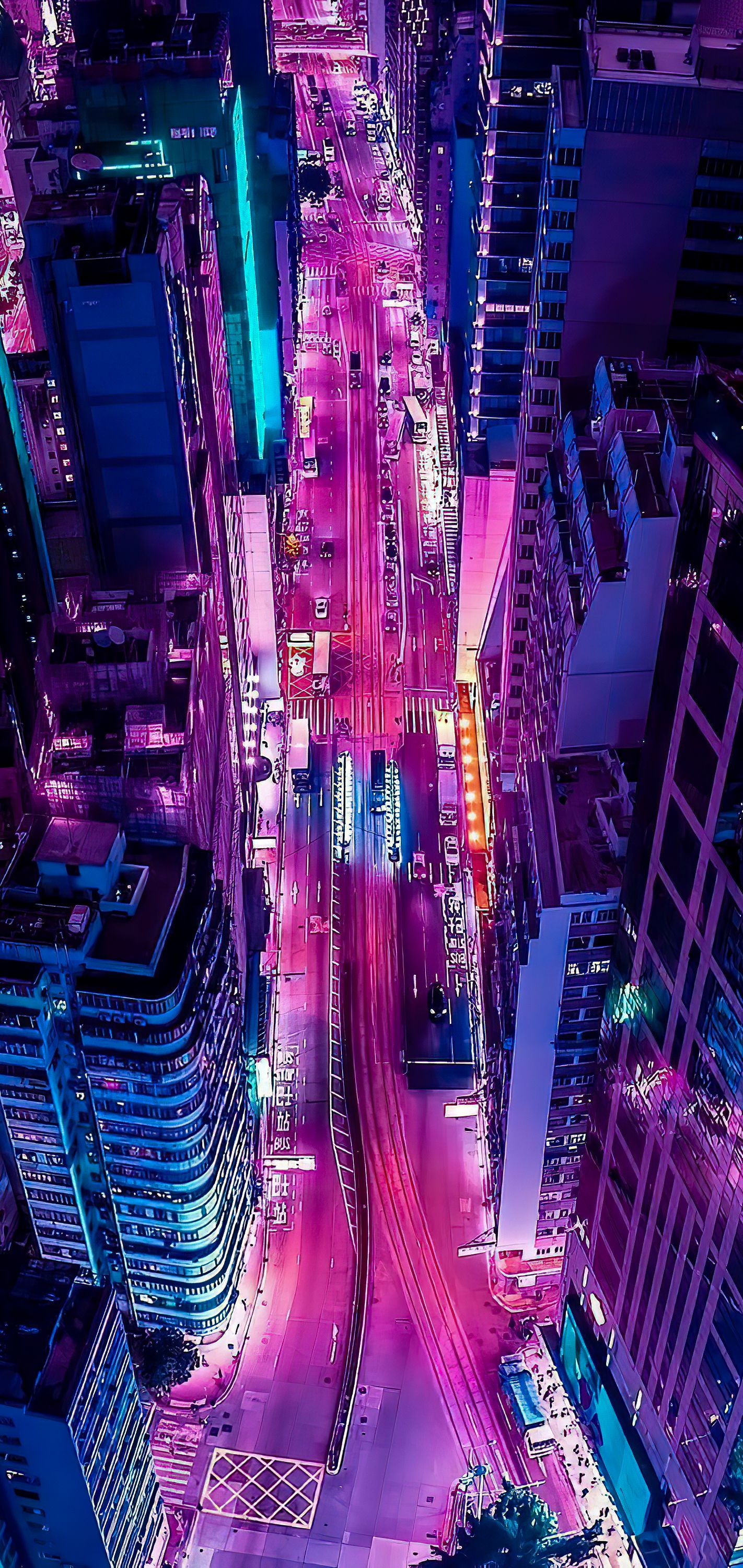 1422x3000 Wallpaper Aesthetics, Building, Purple, Light, Skyscraper, Background Free Image