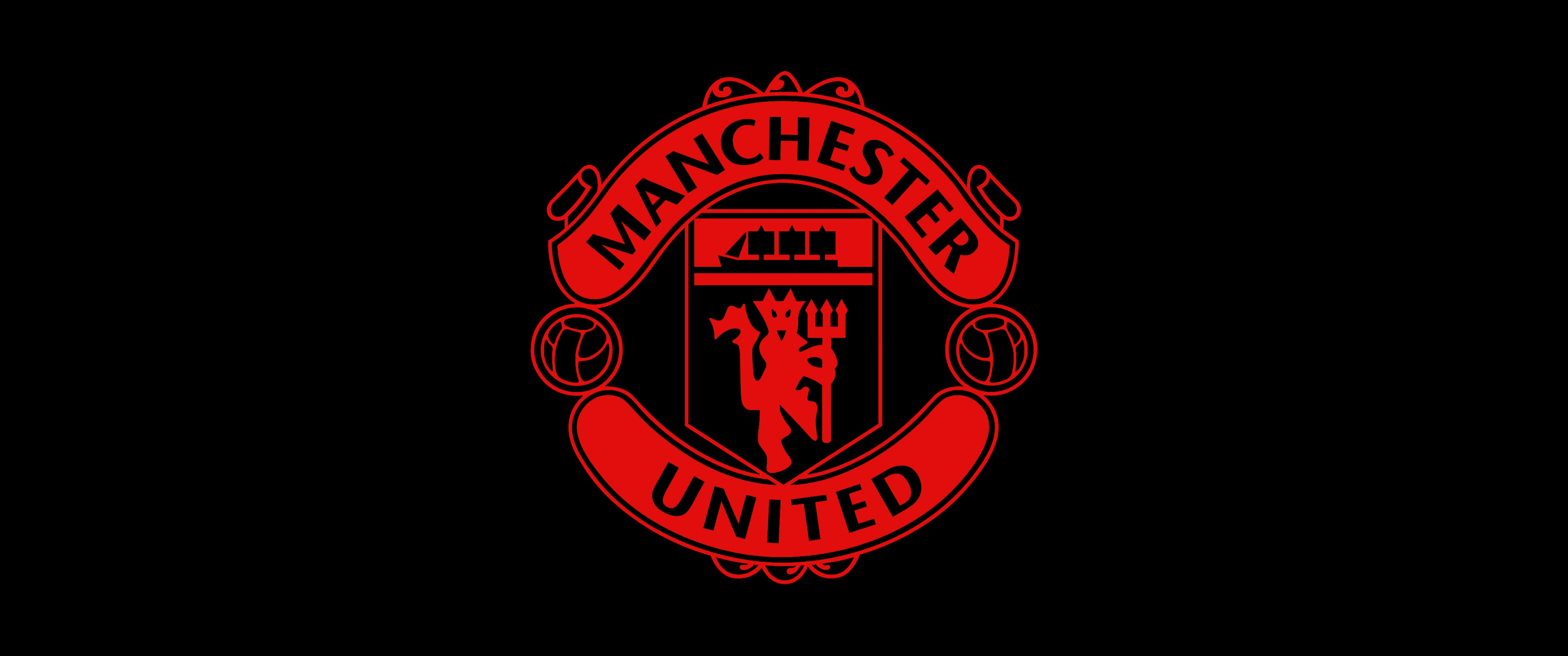 3440x1440 Manchester United Wallpaper 4K, Logo, Black background