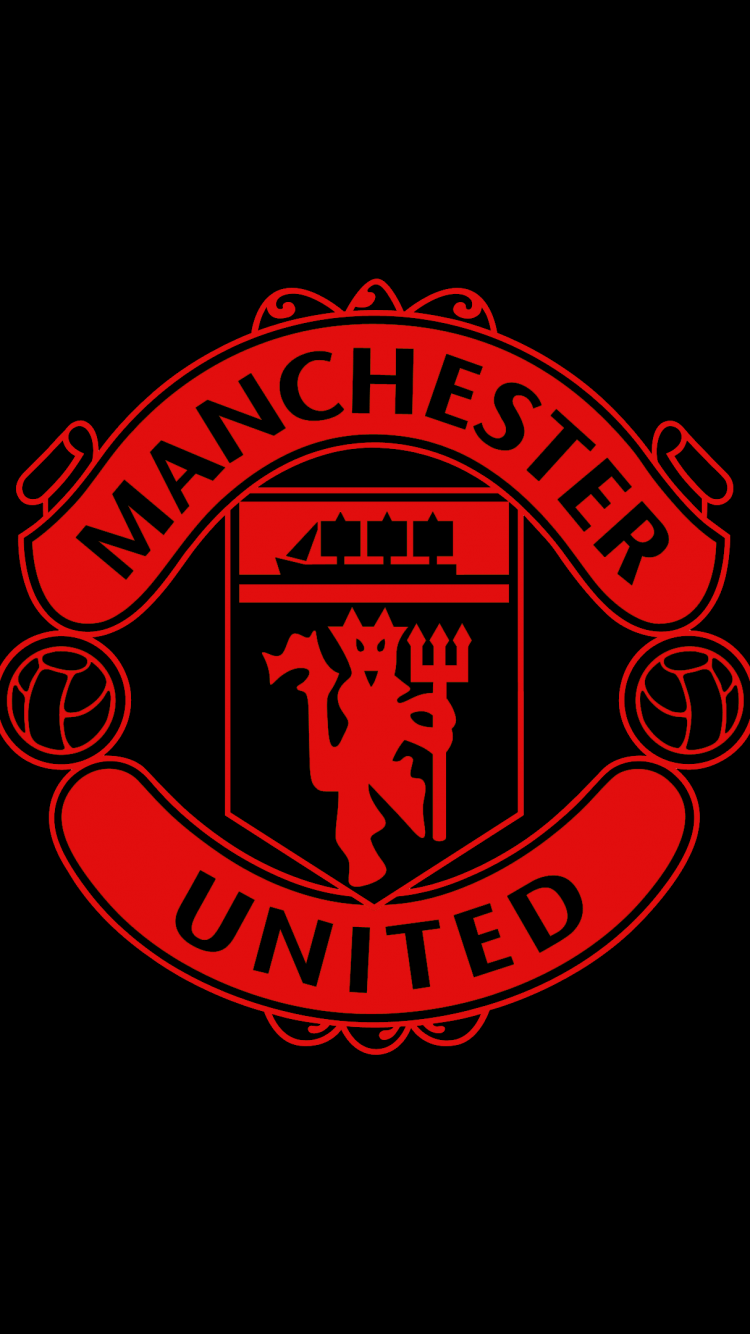 750x1334 Manchester United Wallpaper 4K, Logo, Black background