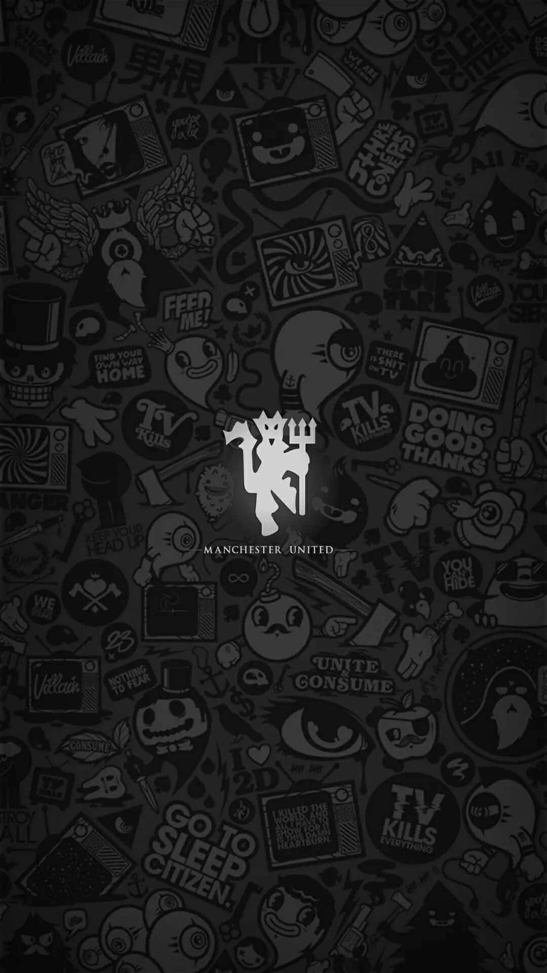 1080x1920 Download A Black And White Wallpaper With Many Different Stickers Wallpaper