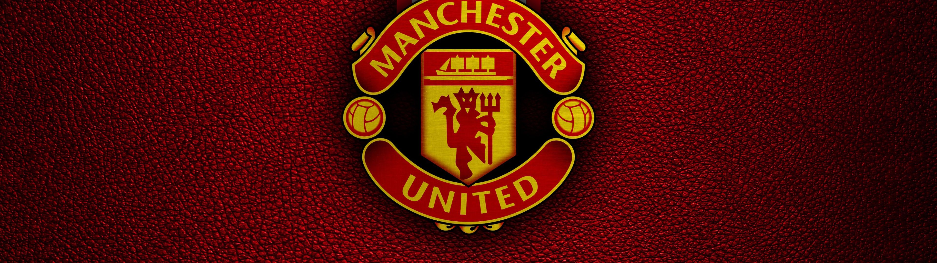 3840x1080 Manchester United Wallpaper 4K, Emblem, Football club, Logo