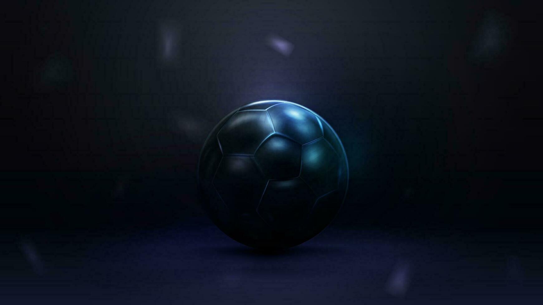 1742x980 Black and blue football ball on dark background