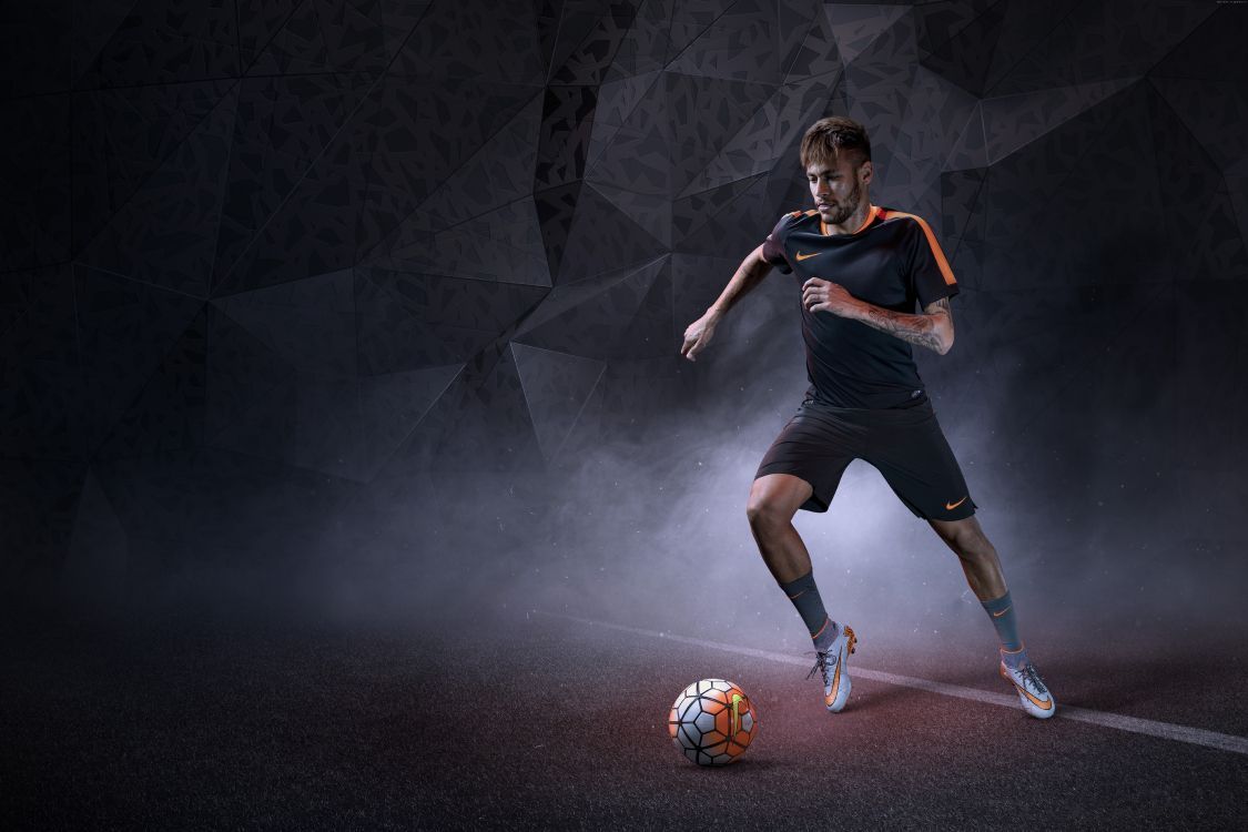 1125x750 Wallpaper Man in Black Jersey Shirt and Shorts Playing Soccer, Background Free Image