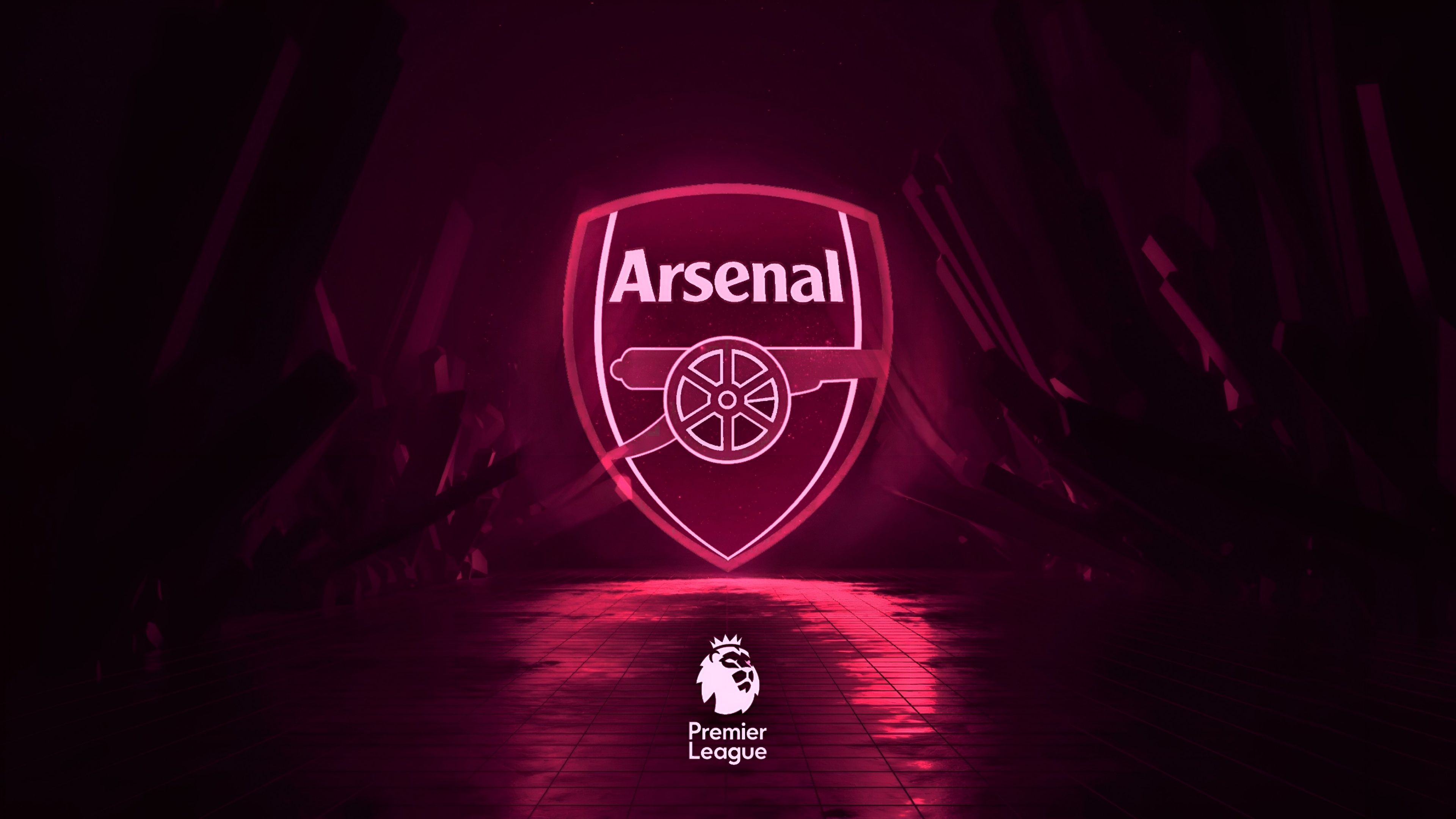 3840x2160 Arsenal FC Wallpaper 4K, Neon background, Red aesthetic