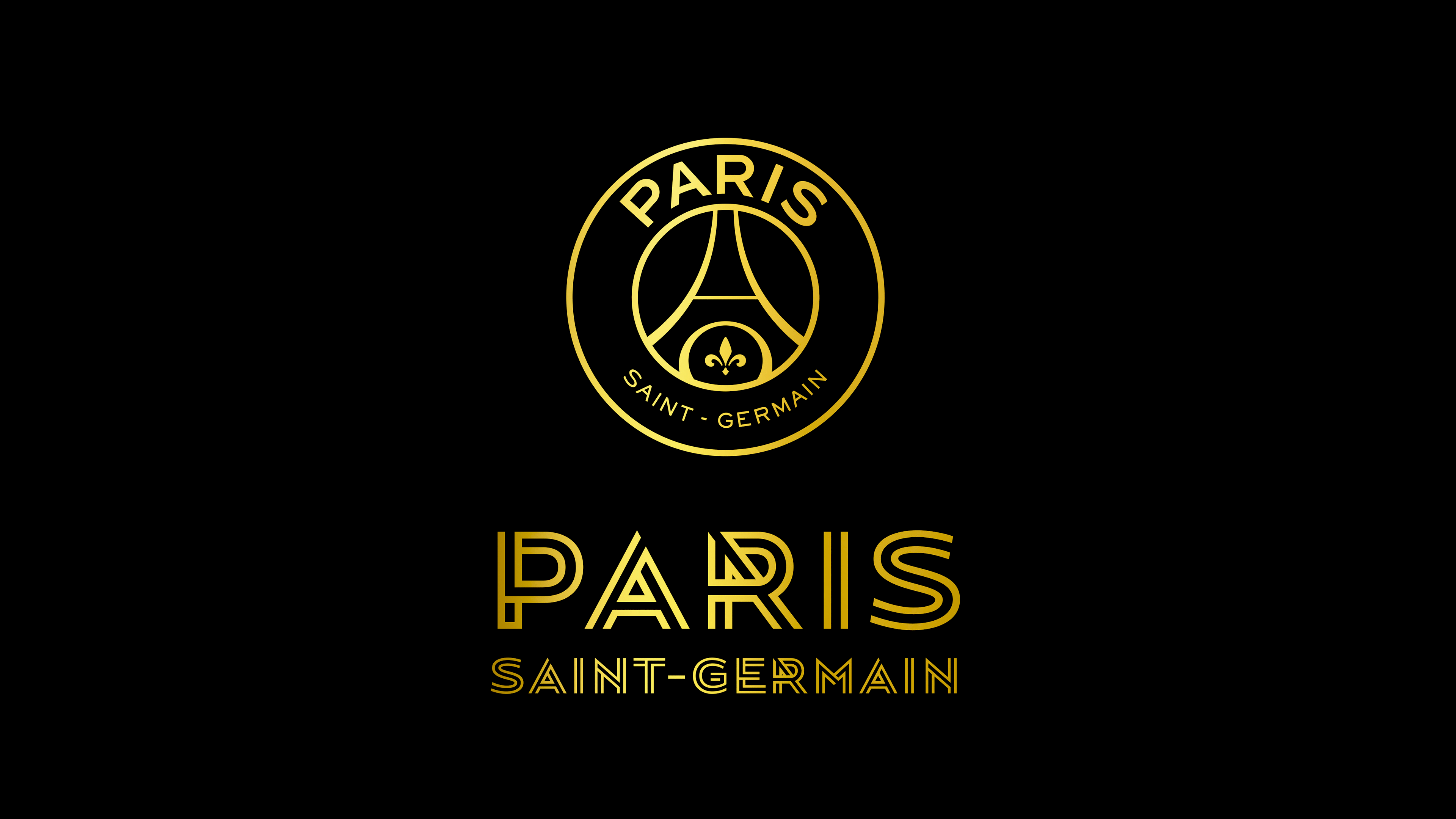 3840x2160 Paris Saint Germain Wallpaper 4K, Black Background, Logo