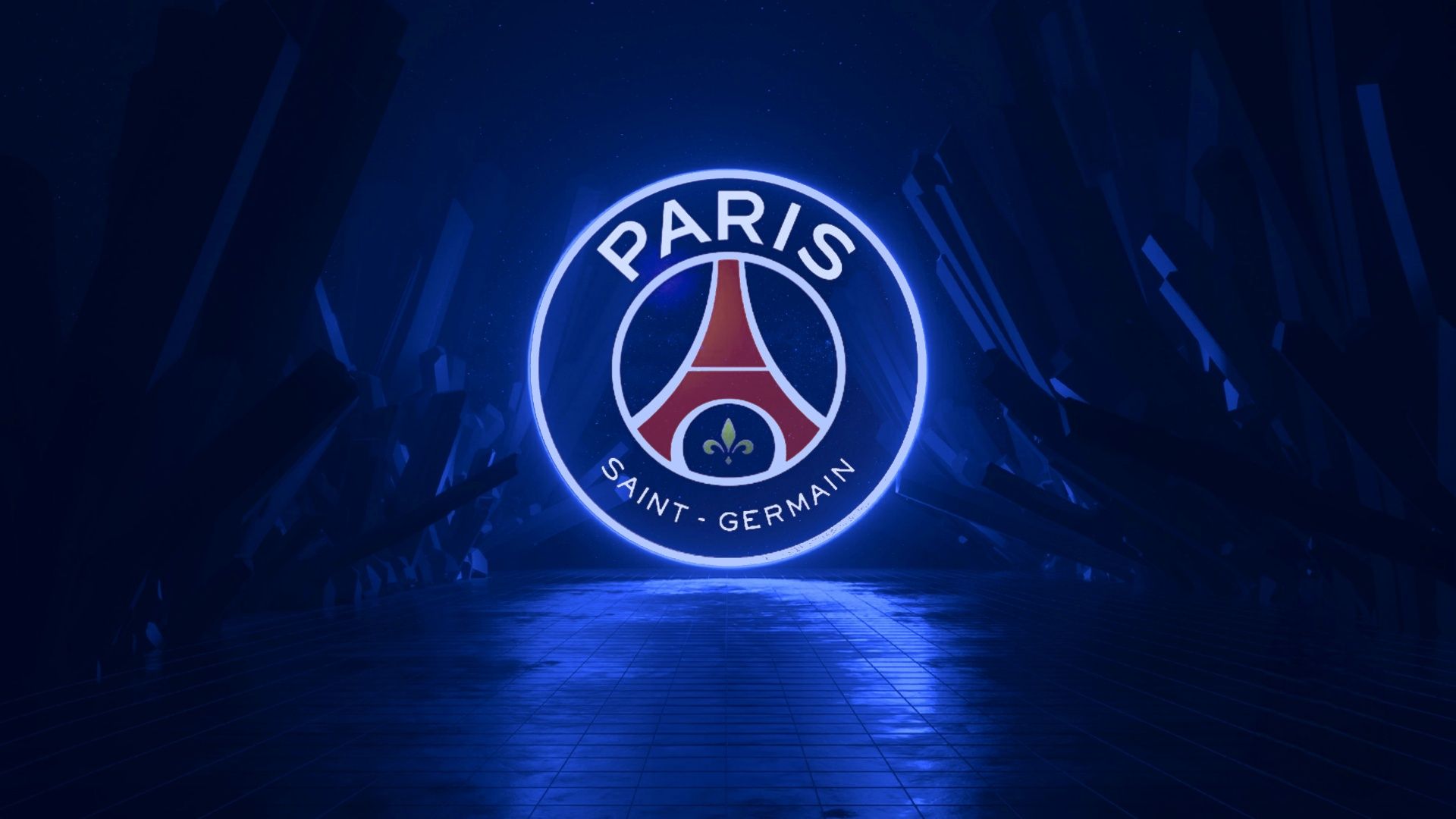 1920x1080 Paris Saint Germain Wallpaper 4K, Dark Aesthetic, Neon Logo