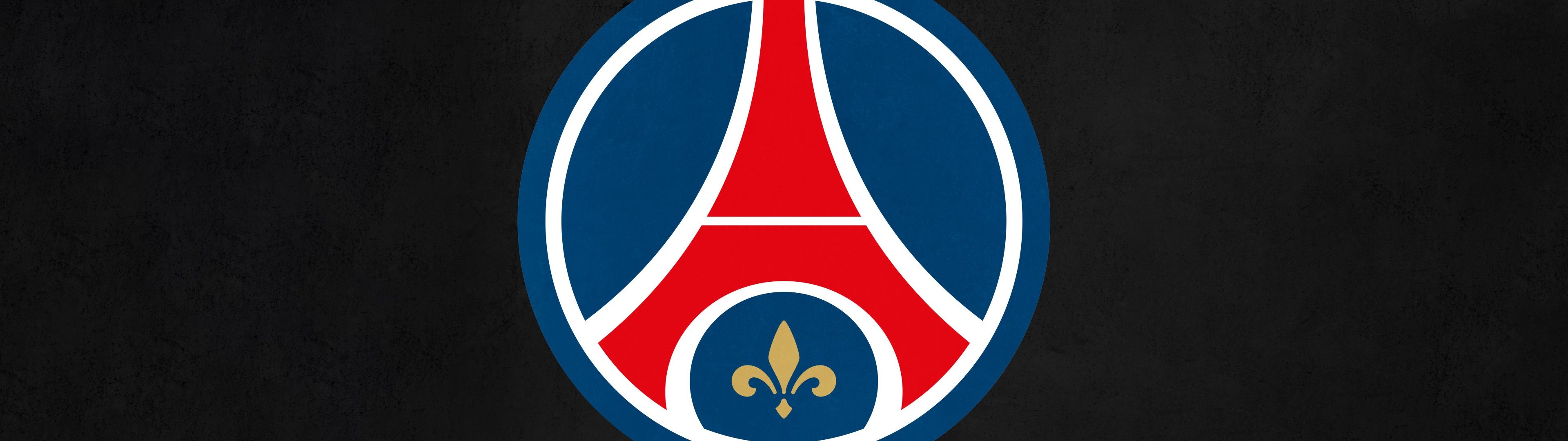 3840x1080 Paris Saint Germain Wallpaper 4K, Dark Background, Logo