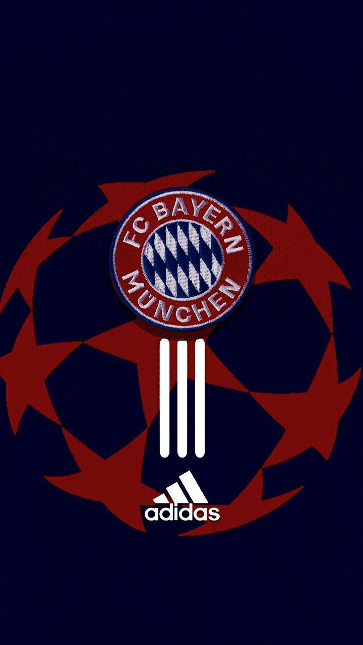 720x1280 Bayern Munich UCL Logo on Dark Blue Background