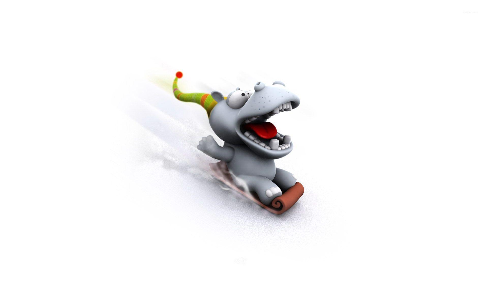 1920x1200 Sledding hippo wallpaper wallpaper