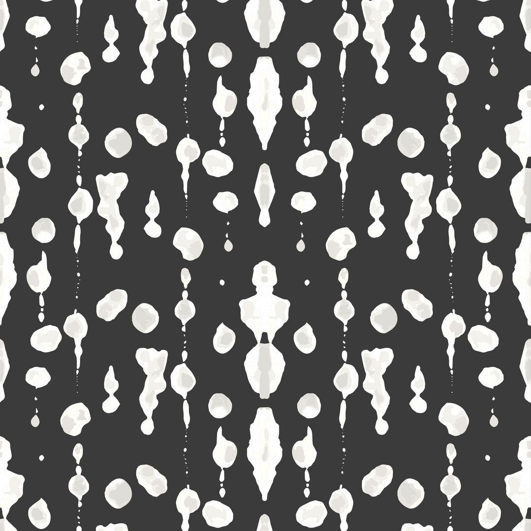 1080x1080 Abstract Ink On Black Wallpaper by Bohemian Bungalow, Black and White