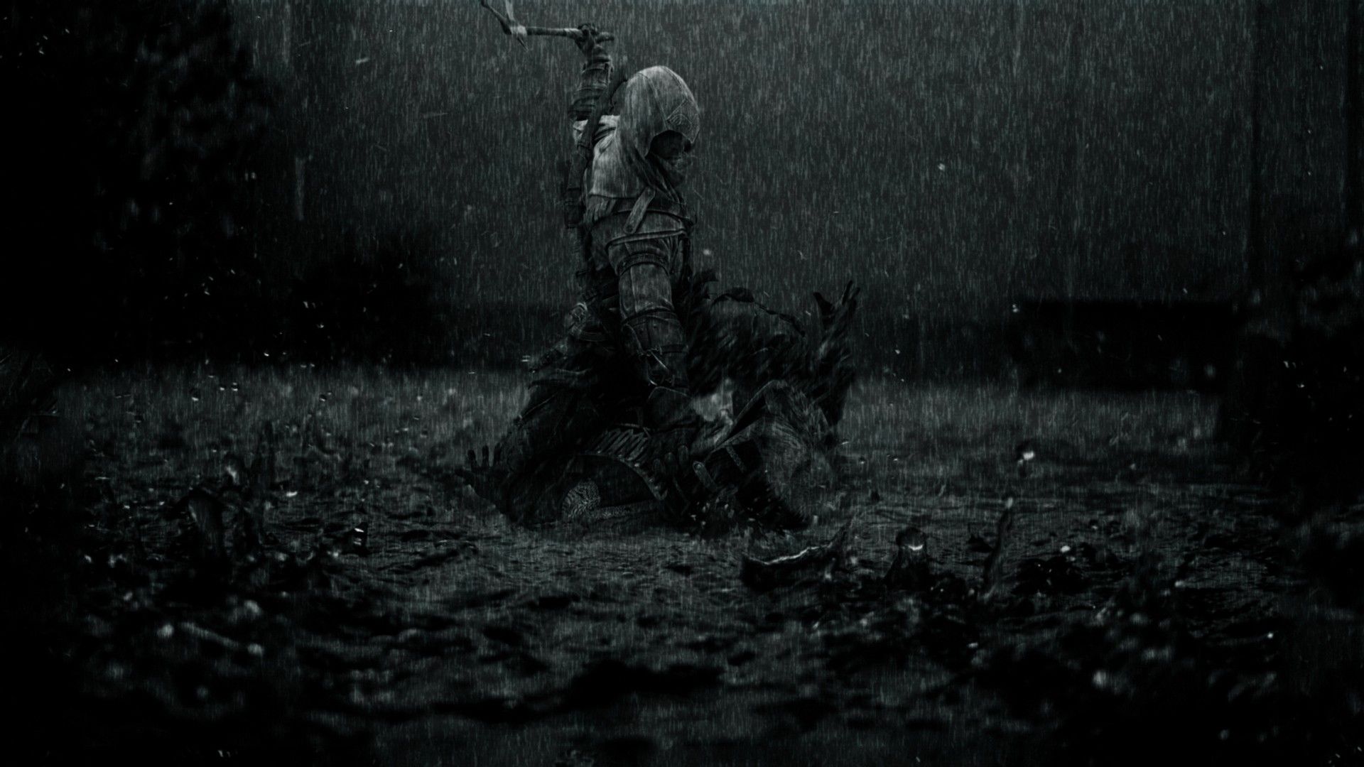 1920x1080 Assassin's Creed HD Wallpaper: Silent Shadows in the Rainx1080