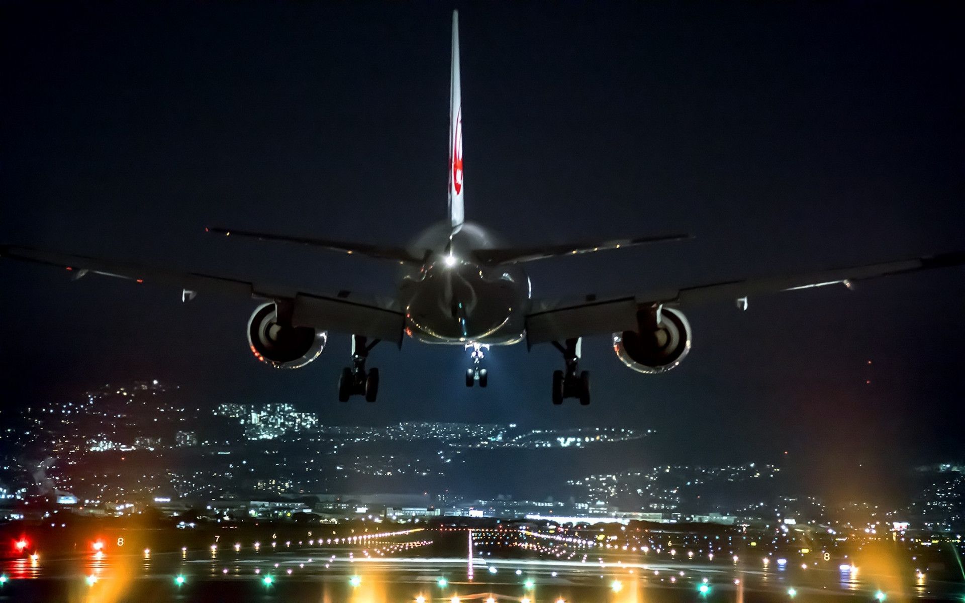 1920x1200 Airplane At Night Wallpaper 07489