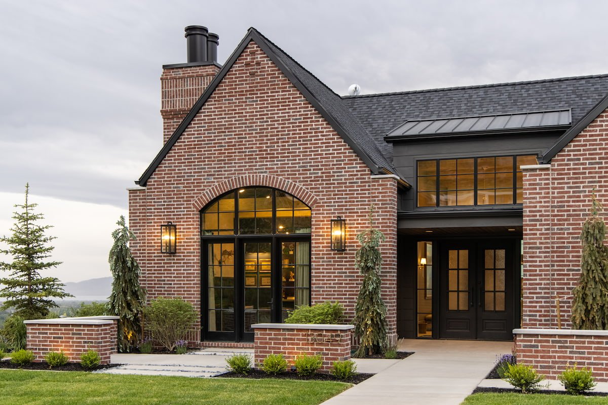 1200x800 Black Windows on Red Brick Home Add Design Interest