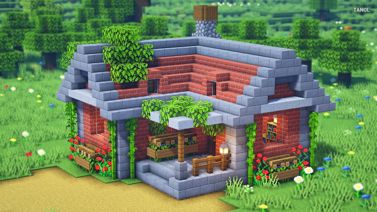 1280x720 ⚒️ Minecraft. How To Build a Beautiful Starter Brick House