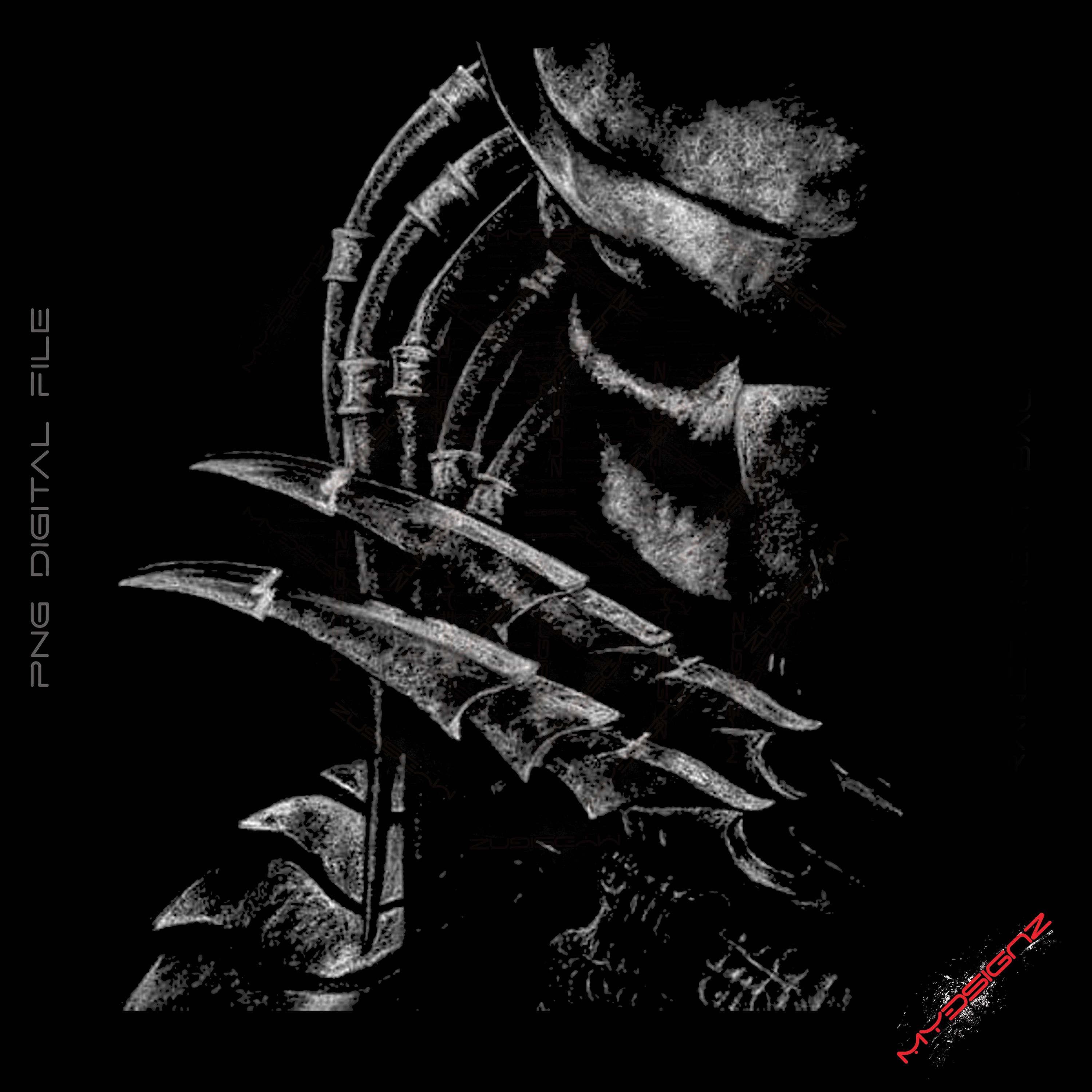 3000x3000 Warrior Predator PNG Image, Black Background (Digital Download)