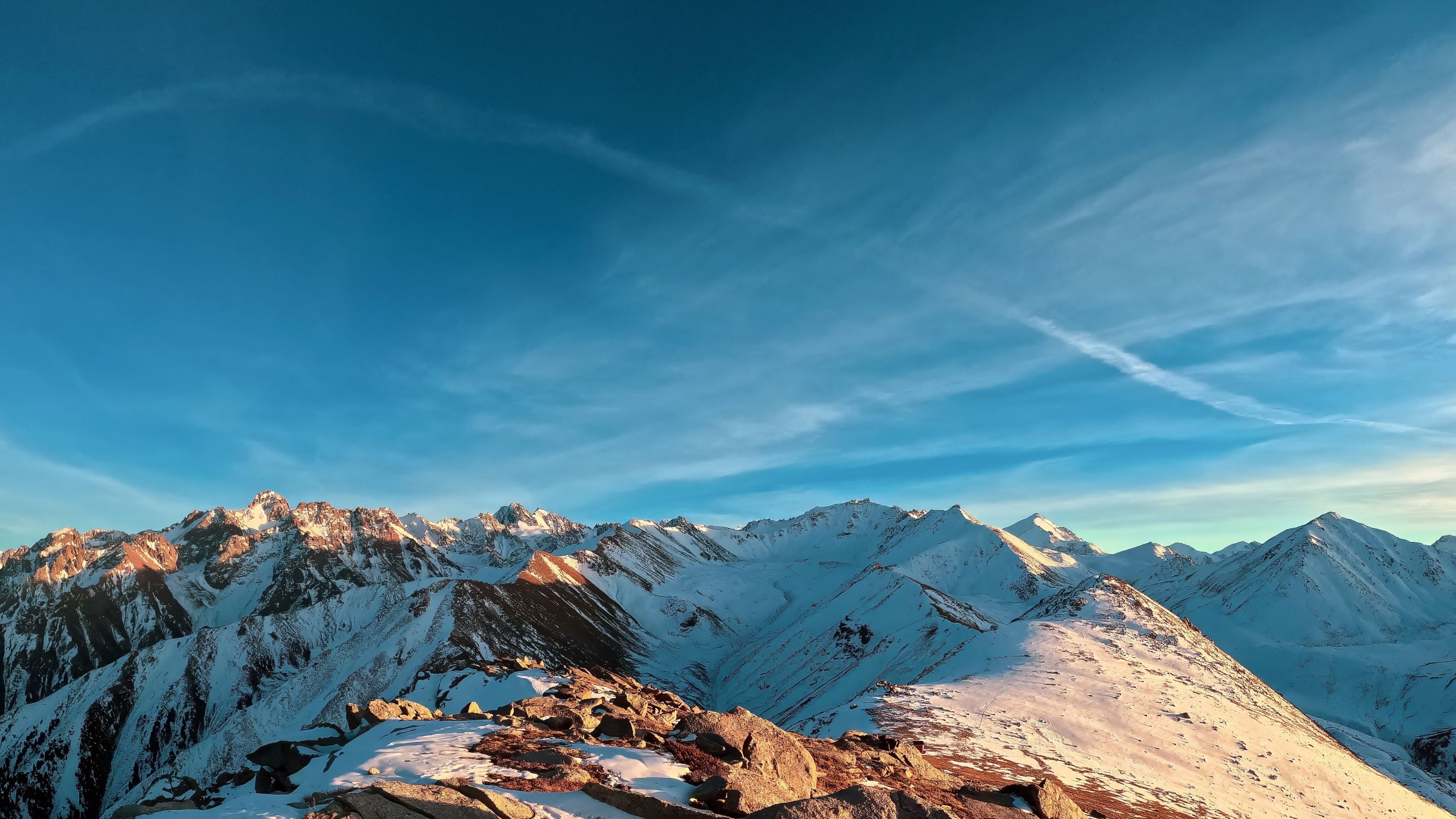 5120x2880 Snowy Mountains Wallpaper 4K, Scenic, Blue Sky, Outdoor