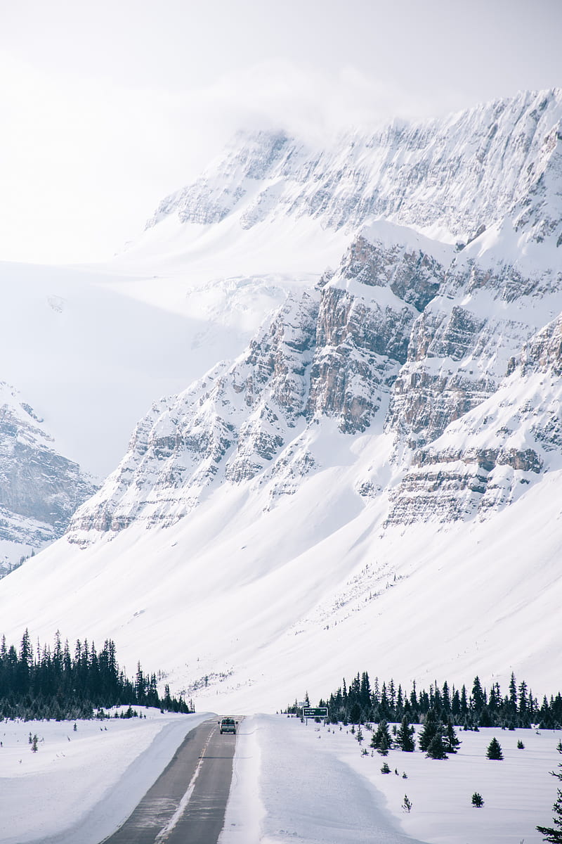 800x1200 Road, mountain, slope, snow, winter, HD phone wallpaper