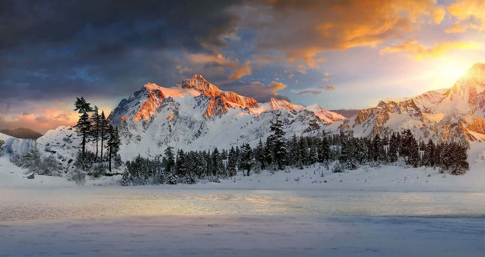 1920x1020 Snow Mountain Background