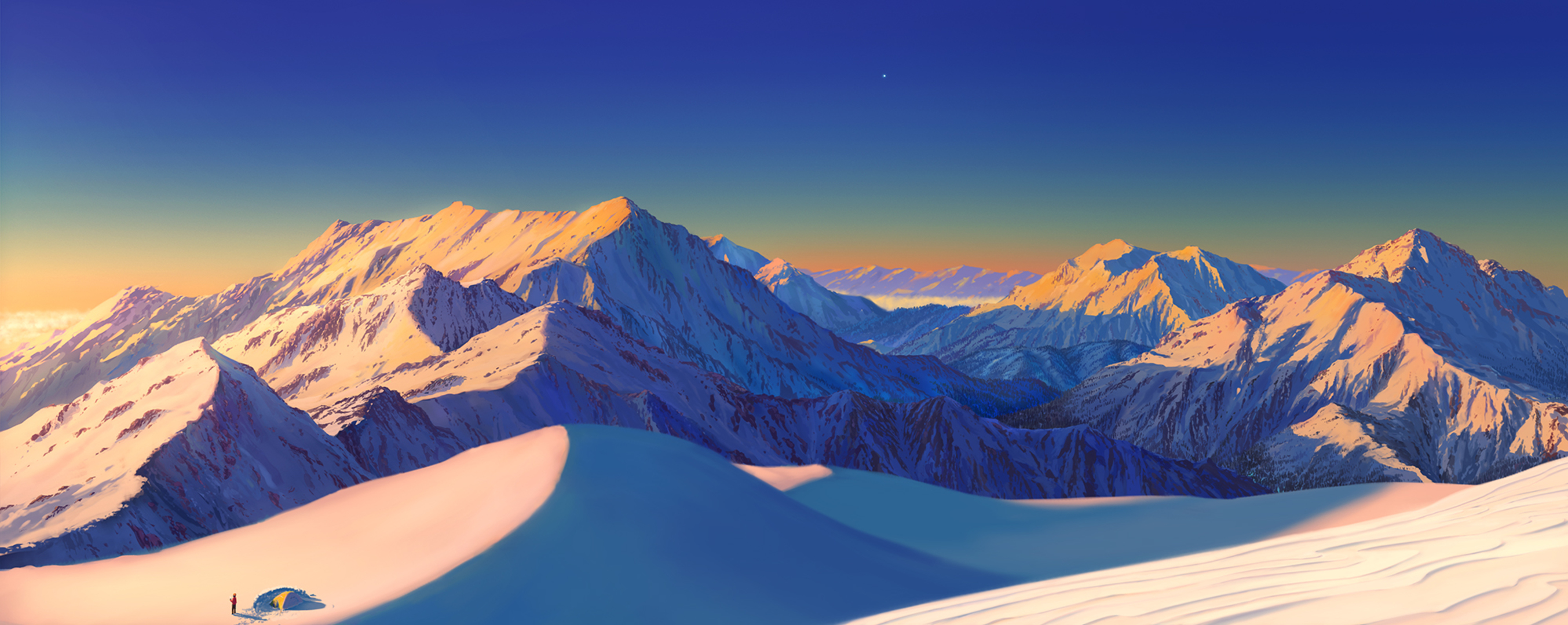 2707x1080 Snowy Mountains Wallpaper, HD Nature 4K Wallpaper, Image and Background