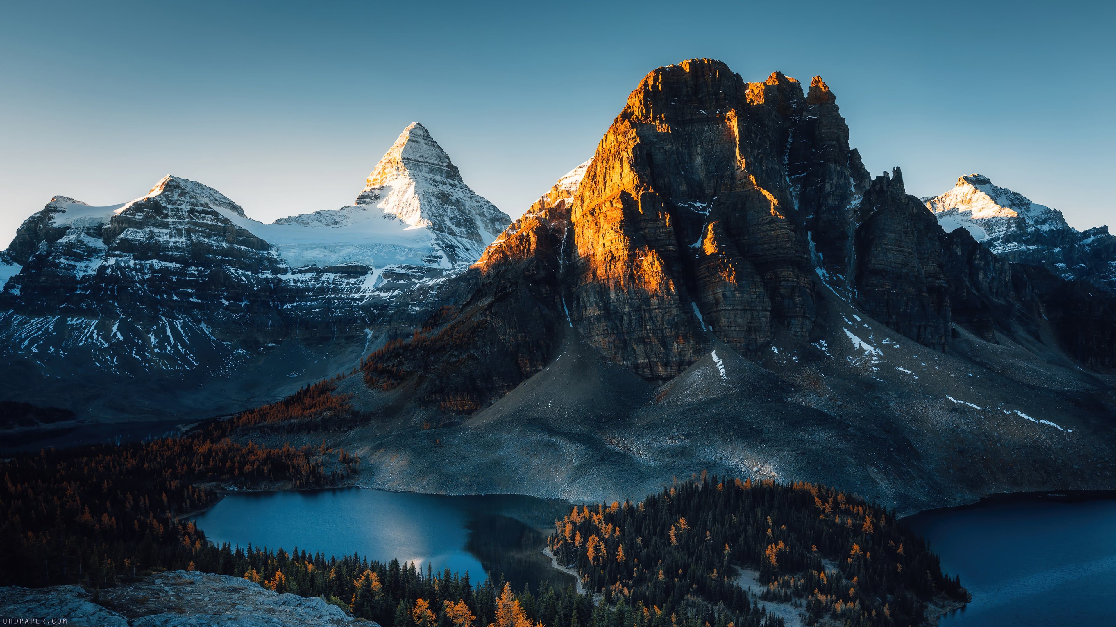 3840x2160 Snowy mountains in the forest Wallpaper 4k for Desktop
