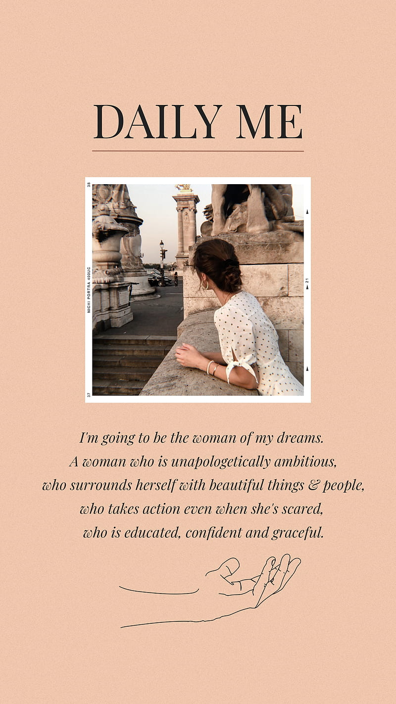 800x1422 Aesthetic women, affirmations, ambition, beige, journal, paris, pastel, positive, HD phone wallpaper