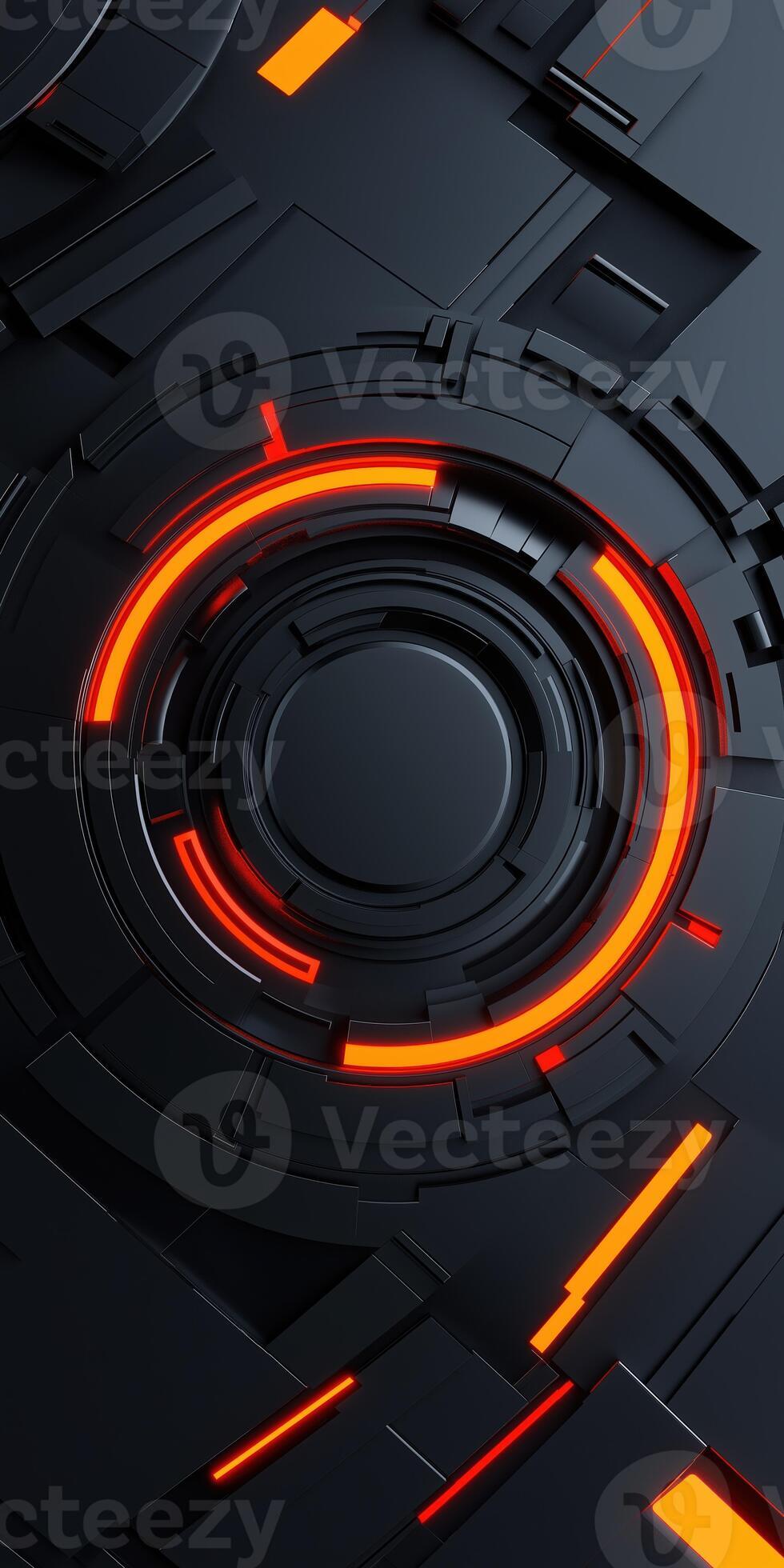 980x1960 Futuristic Black and Red Tech Circuit Digital Design for Mobile Wallpaper