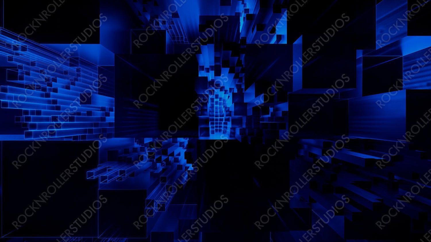 1500x844 Futuristic, Blue 3D Block background. Vibrant colored Tech Wallpaper