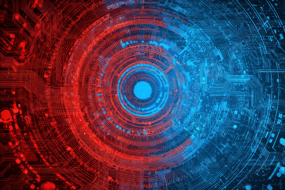 1200x800 Abstract Futuristic Technology Background With Blue And Red Colors Circuit Board Elements A Digital Circular Pattern, Abstract, Futuristic, Technology Background Image And Wallpaper for Free Download
