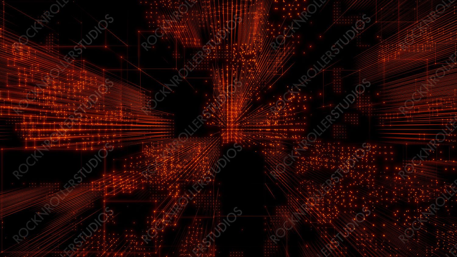 1500x844 Futuristic, Orange Digital Grid background. Network Tech Wallpaper. 3D