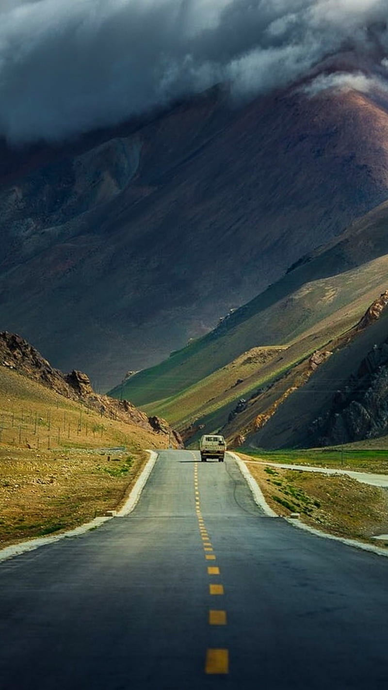 800x1423 Mountain Road, awesome, beauty, nature, nice, ok, sky, view, HD phone wallpaper