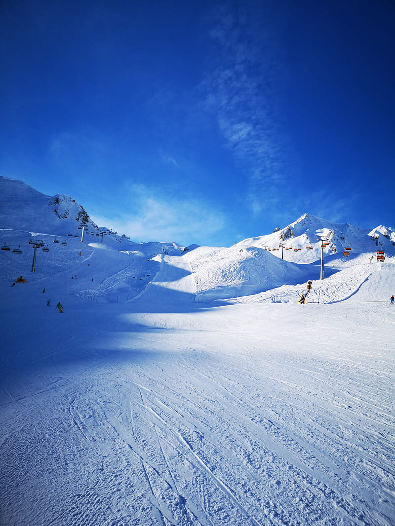 800x1067 Mountains, ski track, slope, ski, lifts, HD phone wallpaper