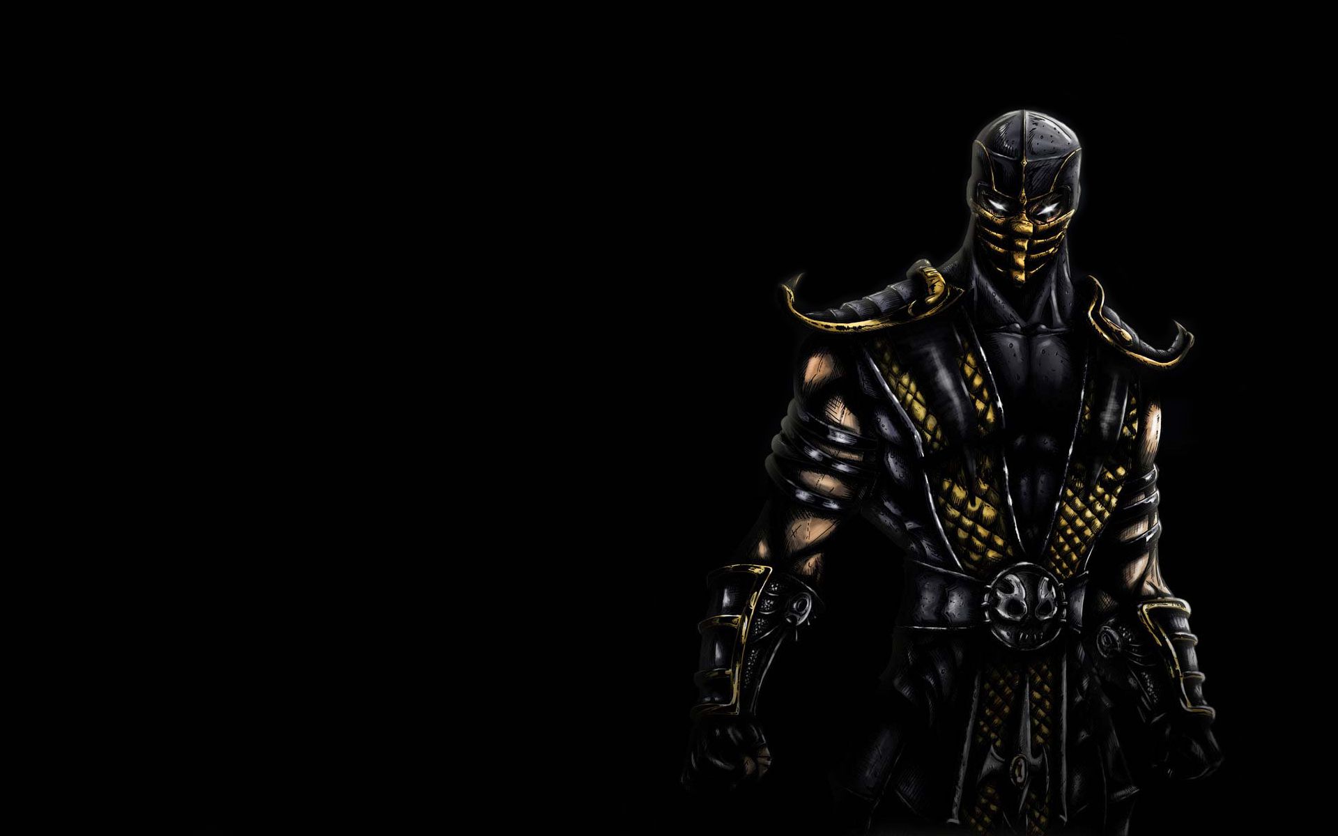 1920x1200 Wallpaper the dark background, Scorpio, ninja, Mortal Kombat, Scorpion, ninja for mobile and desktop, section игры, resolution 1920x1200