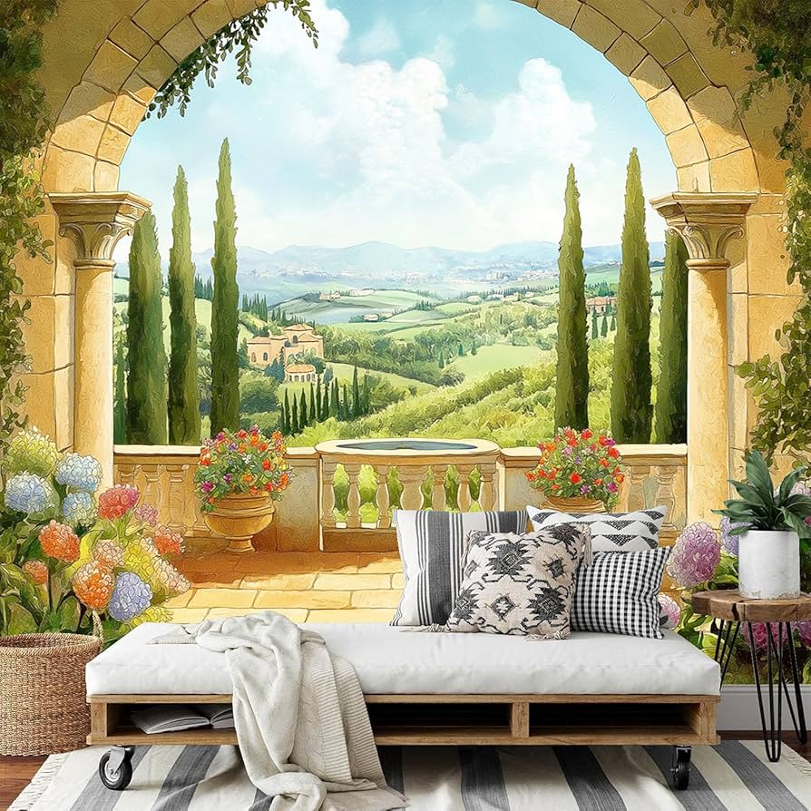 894x894 DLERFLOVR Ancient Arch 3D Large Photo Wallpaper Style Wall Murals Picture Art Decor, Mural Wallpaper for Living Room Bedroom TV Background Office Decor