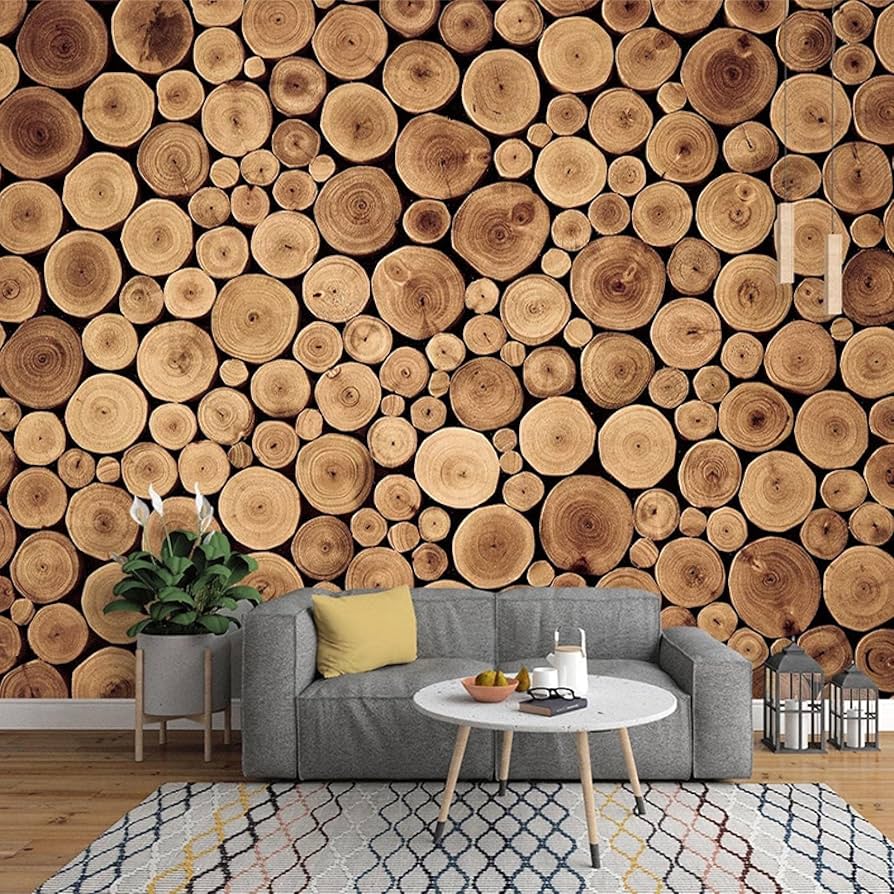 894x894 Log Growth Rings 3D Wallpaper, Retro Nostalgia 3D Wall Decor Wallpaper Mural for Bedroom Living Room TV Background, 170W x 118H : Tools & Home Improvement