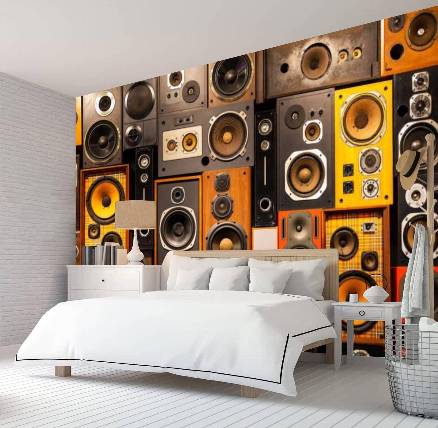 1500x1466 ZocKz Retro Audio 3D Wallpaper For Bedroom, Music Theme Large Wall Mural, Removable Peel And Stick Self Adhesive Wall Decal DIY For Living Room TV Background Home Arts Decro 114''Wx96''L PVC